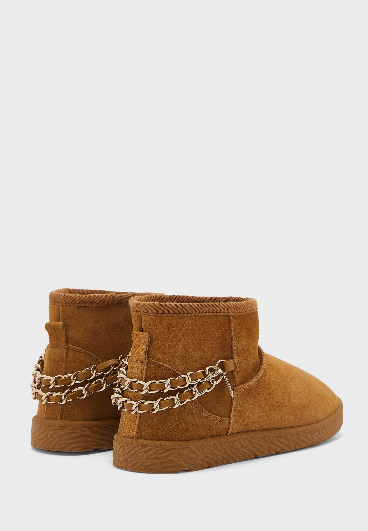 Low Chain Fur Lined Boots