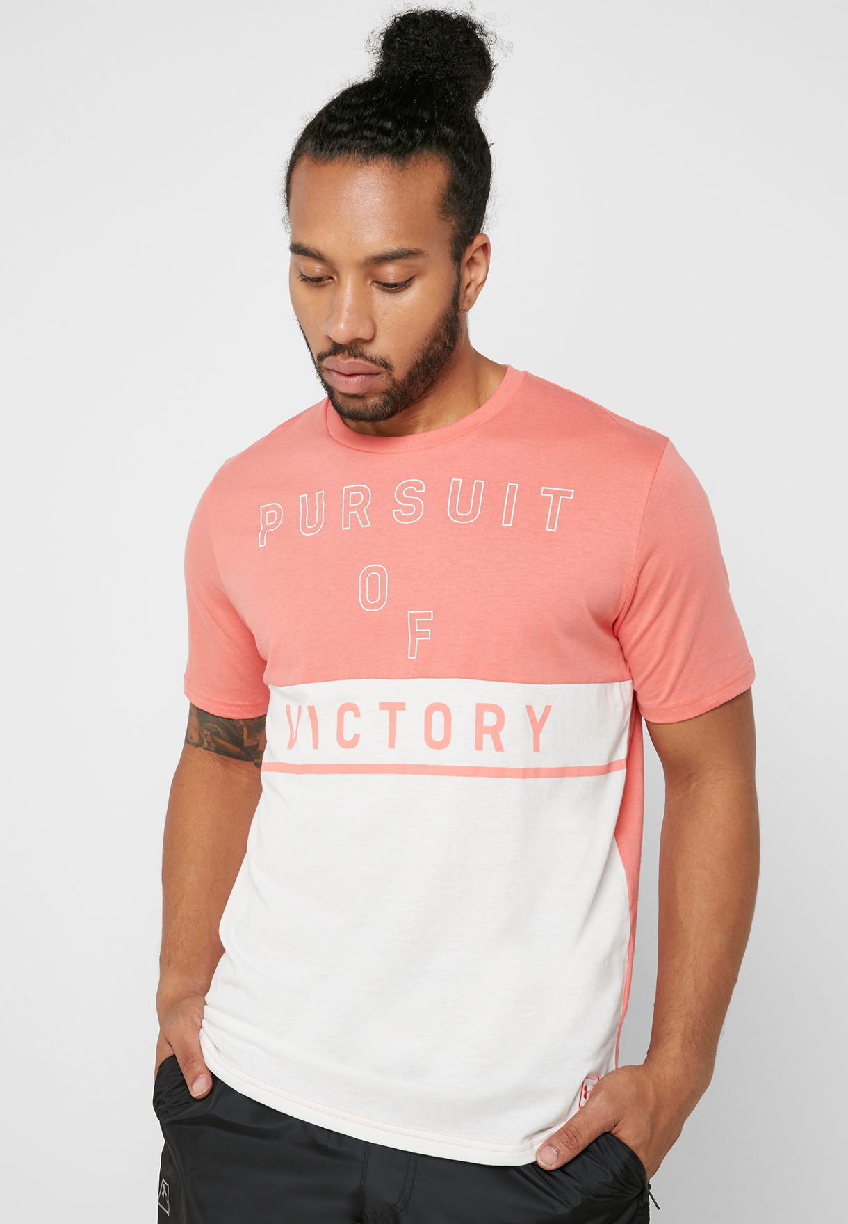 Pink New Under Armour UA Men's Pursuit of Victory Short Sleeve T-Shirt 