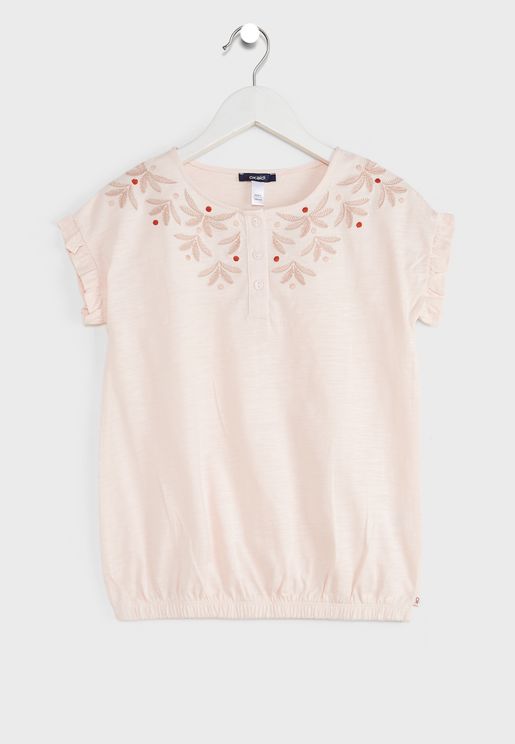 Youth Embroidered Yoke Top