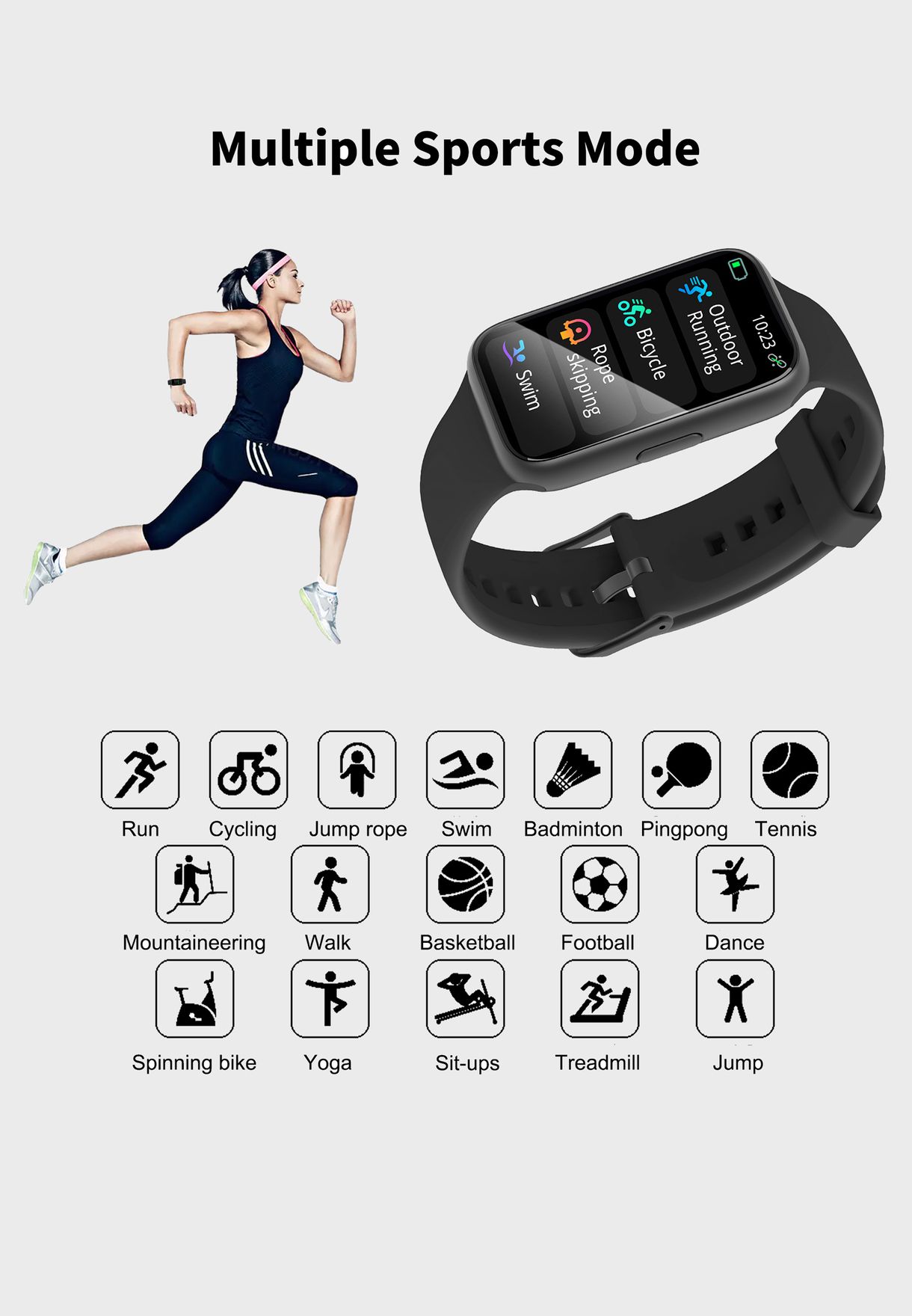 Smart Watch With Heart Rate, Blood Pressure And Bl
