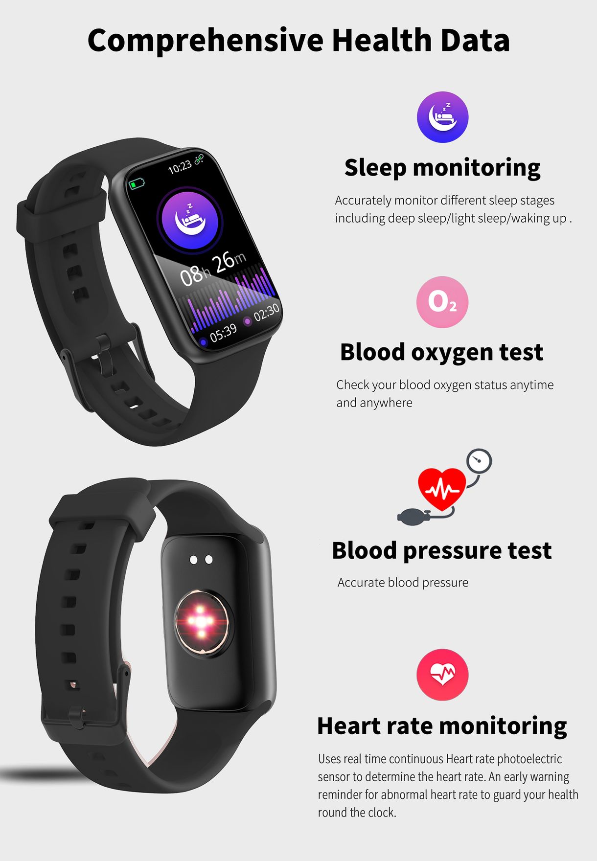 ساعة ذكية لقياس القلب ,الضغط وميزات متعددة