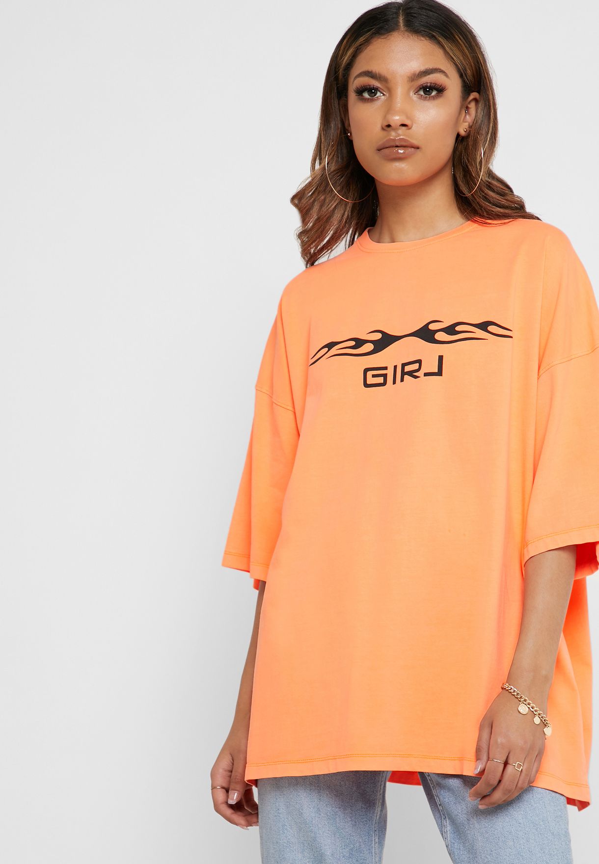 neon orange oversized t shirt