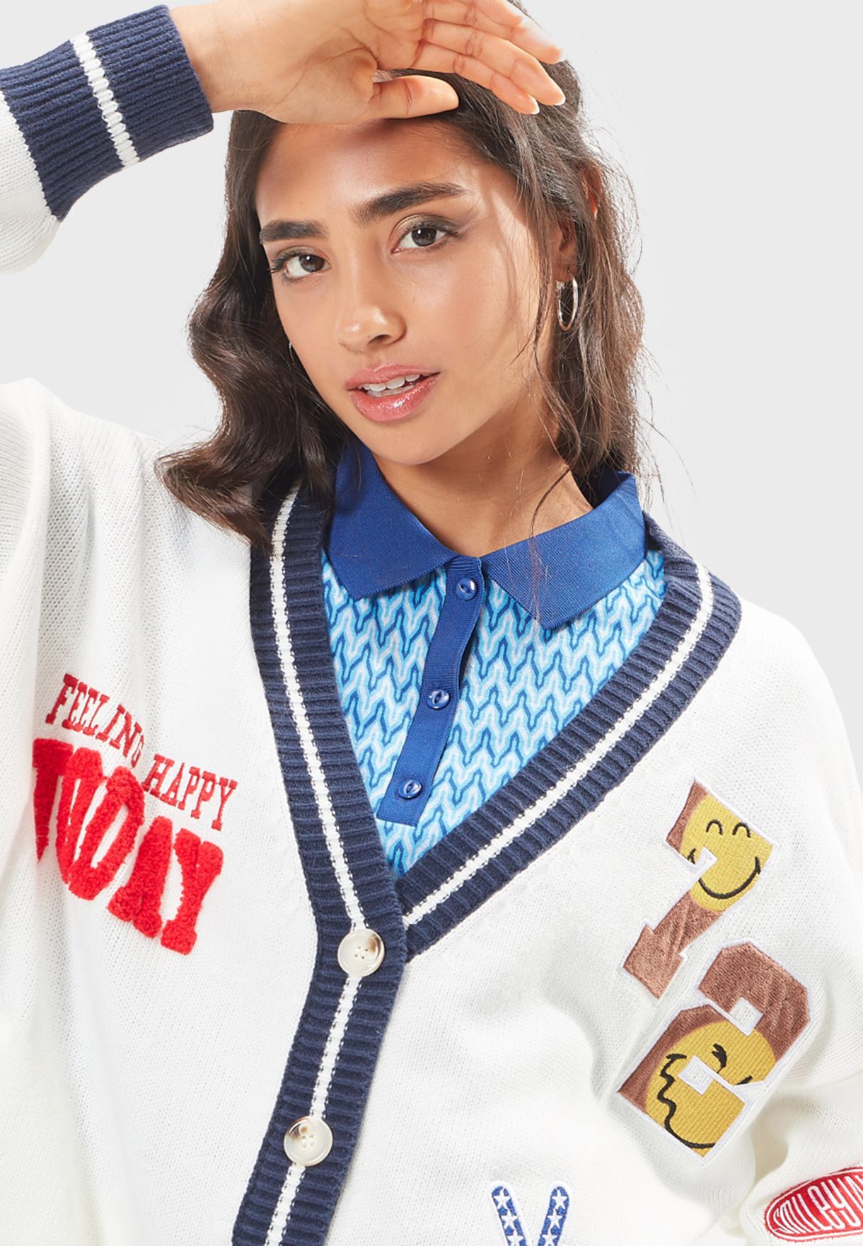 Printed Button Detail Cardigan