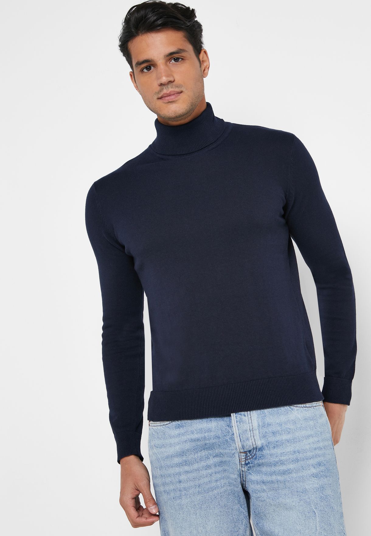 Buy Brave Soul navy High Roll Neck Knit for Men in Dubai, Abu Dhabi