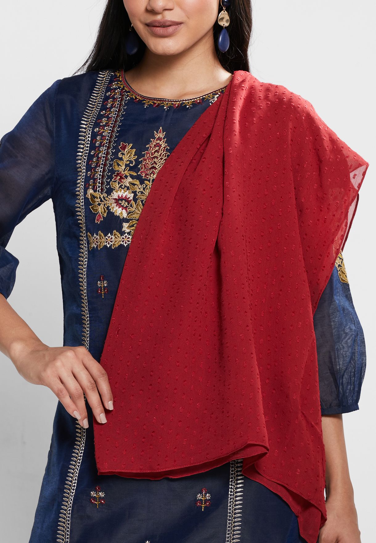 Printed Kurti & Pants Set With Dupatta