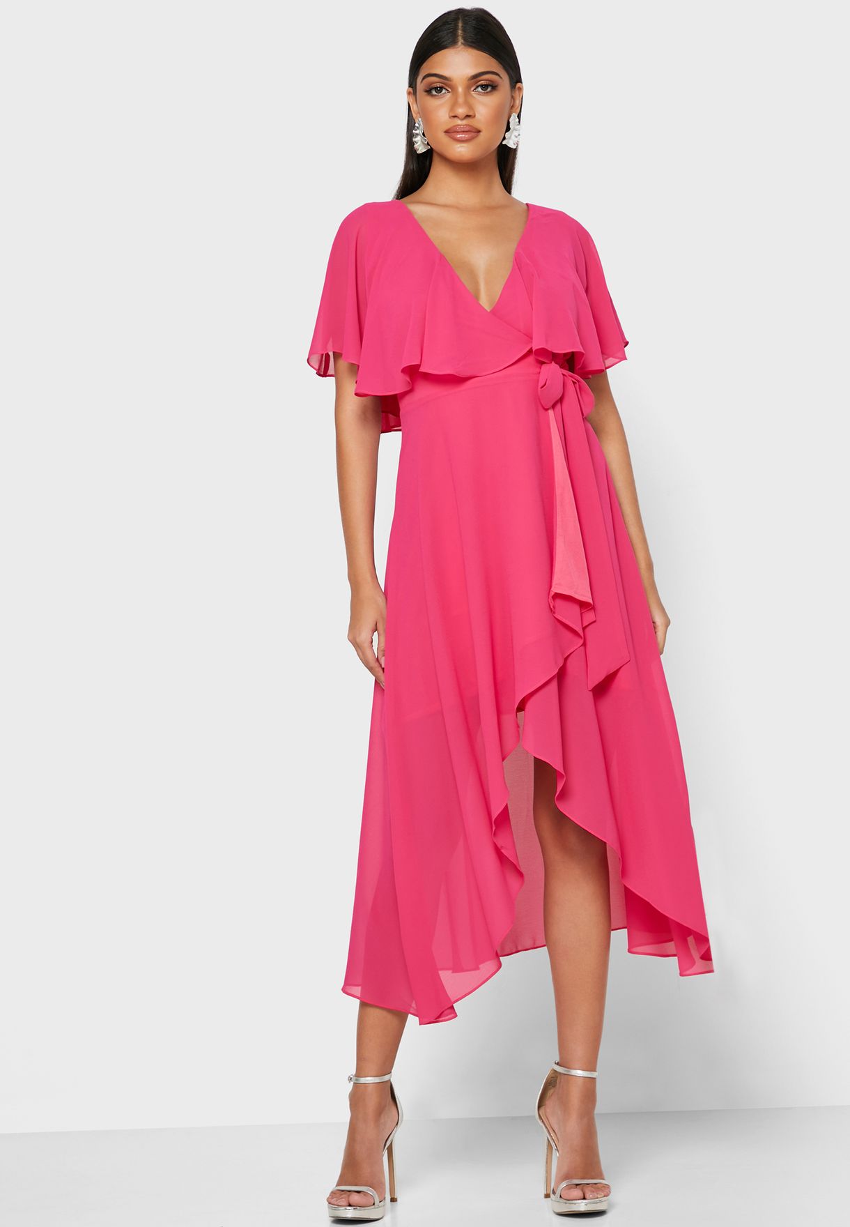 pink cape dress