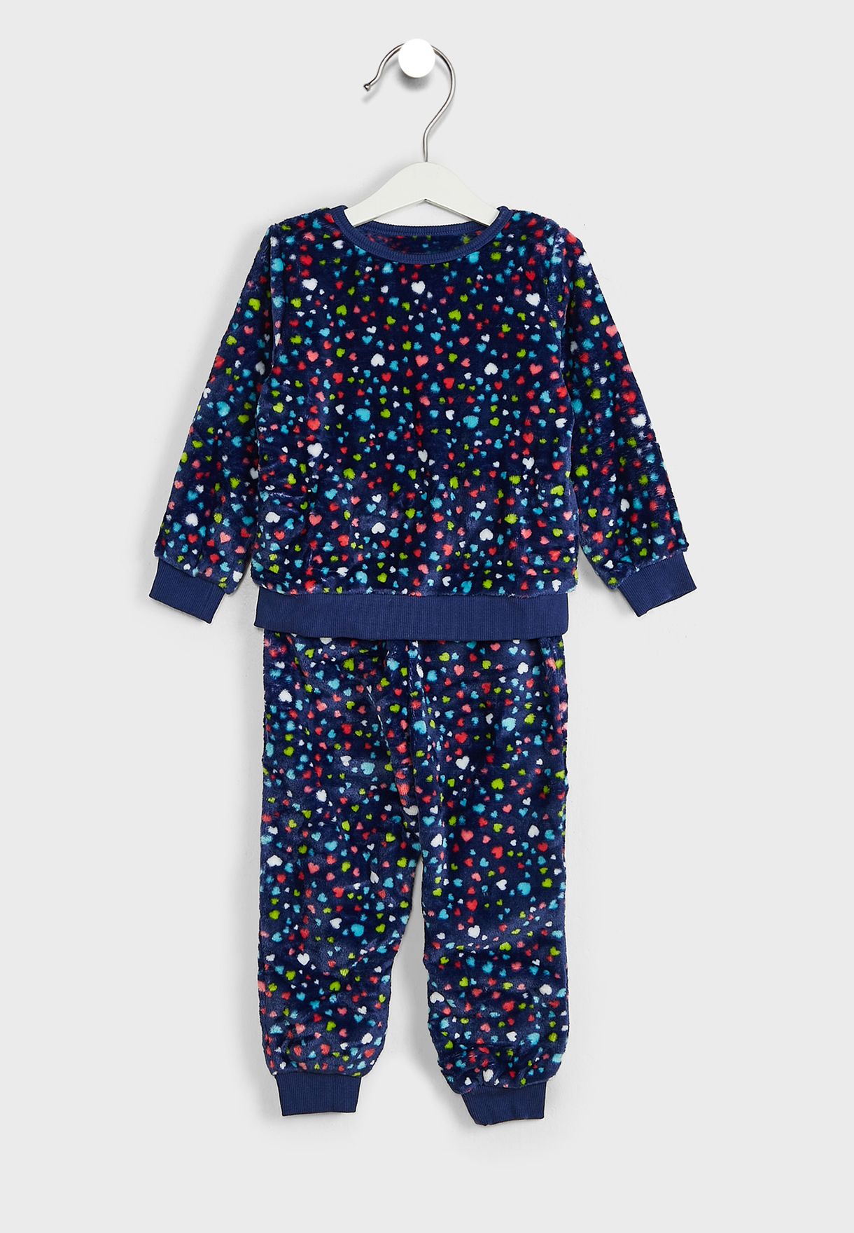 Kids 2 Piece Hearts Fleece Pyjama Set