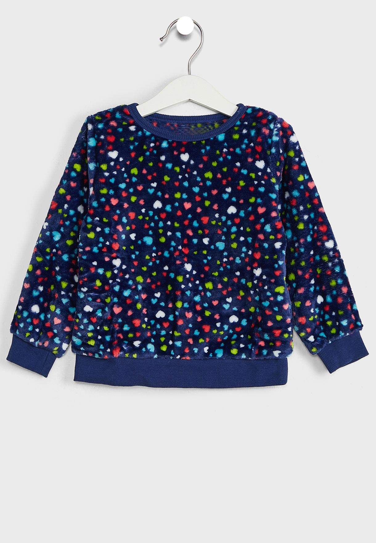 Kids 2 Piece Hearts Fleece Pyjama Set