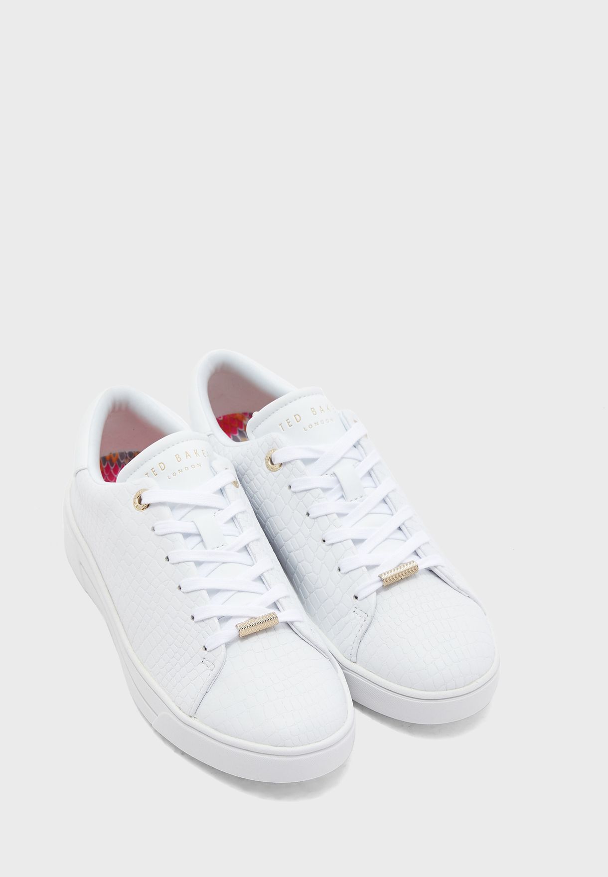 ted baker zennco croc minimal trainers in white