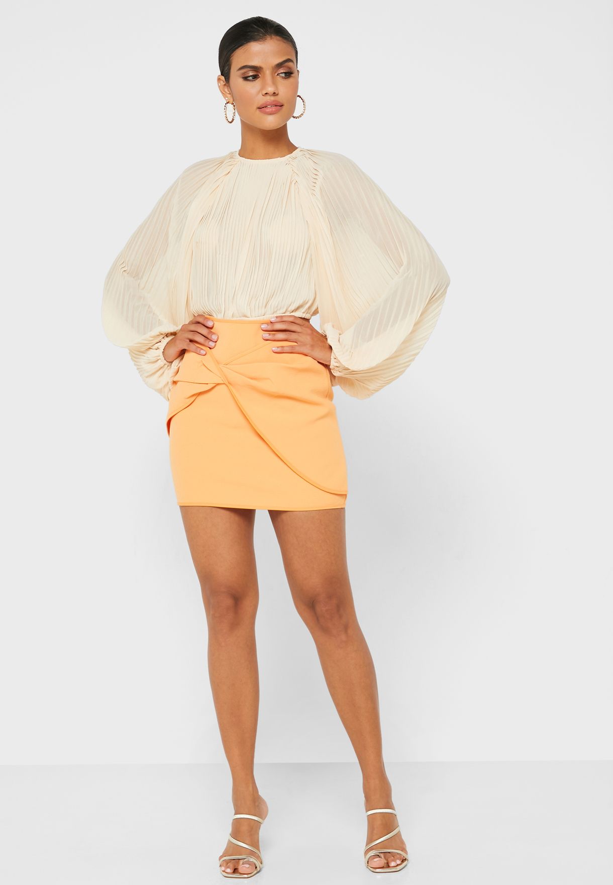 orange wrap mini skirt