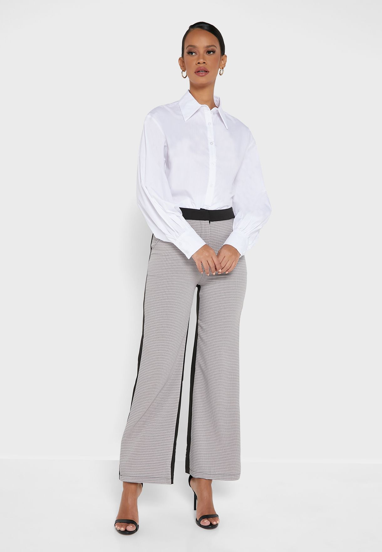 Side Panelled Checked Pants
