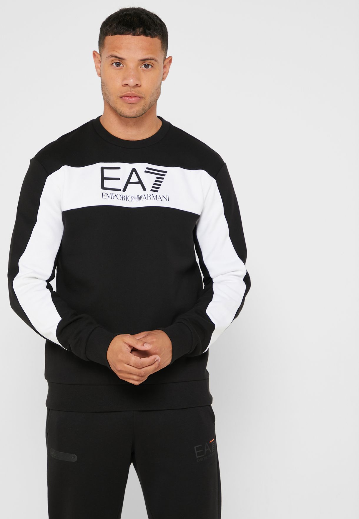 Buy Ea7 Emporio Armani black Logo Sweatshirt for Men in MENA, Worldwide
