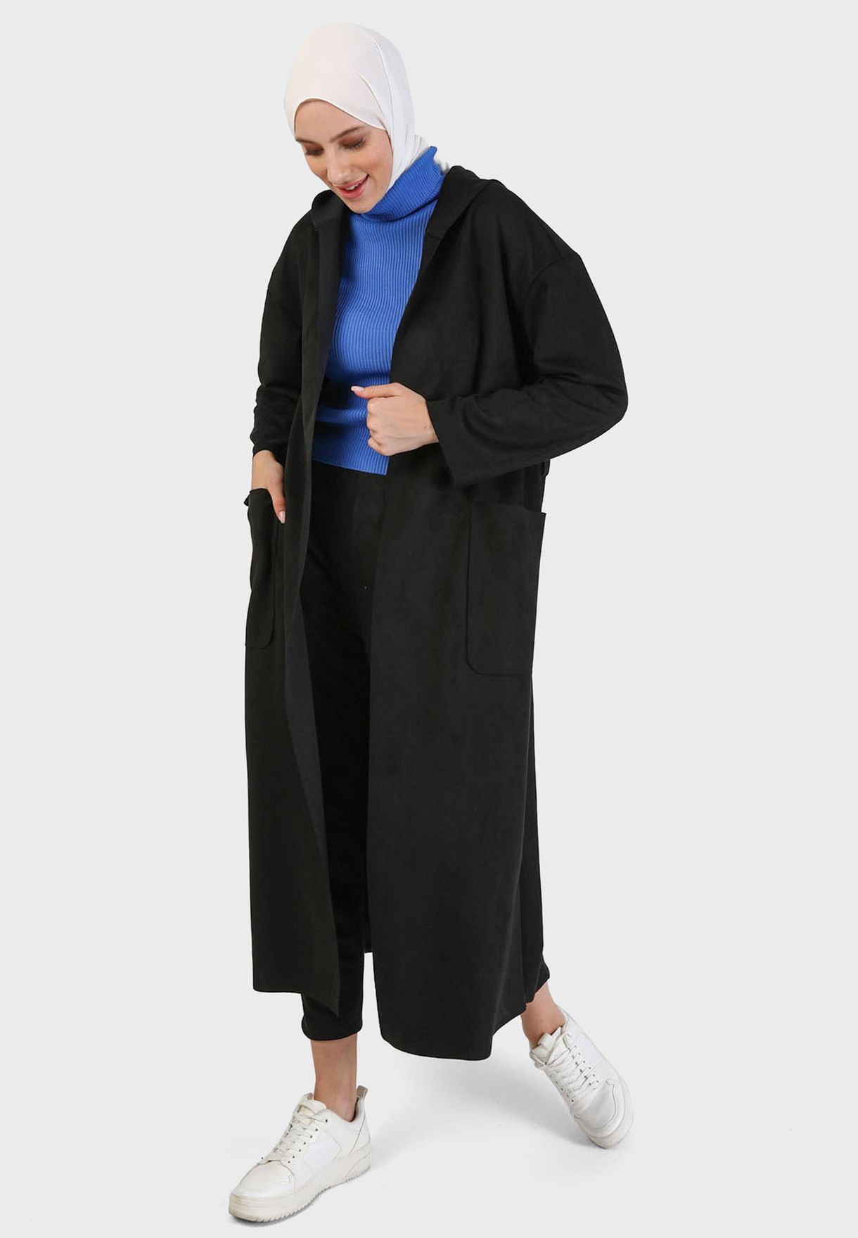 Belted Pocket Detail Longline Coat