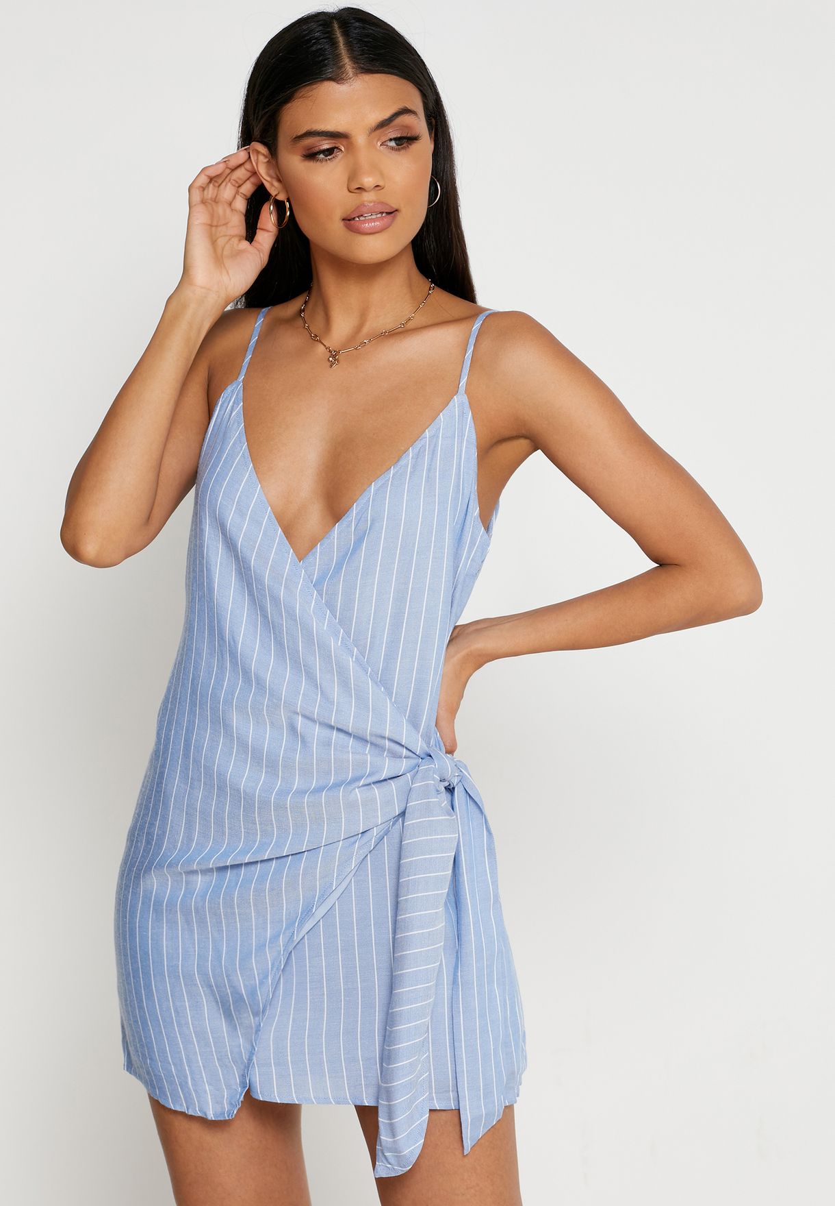 blue bardot midi dress