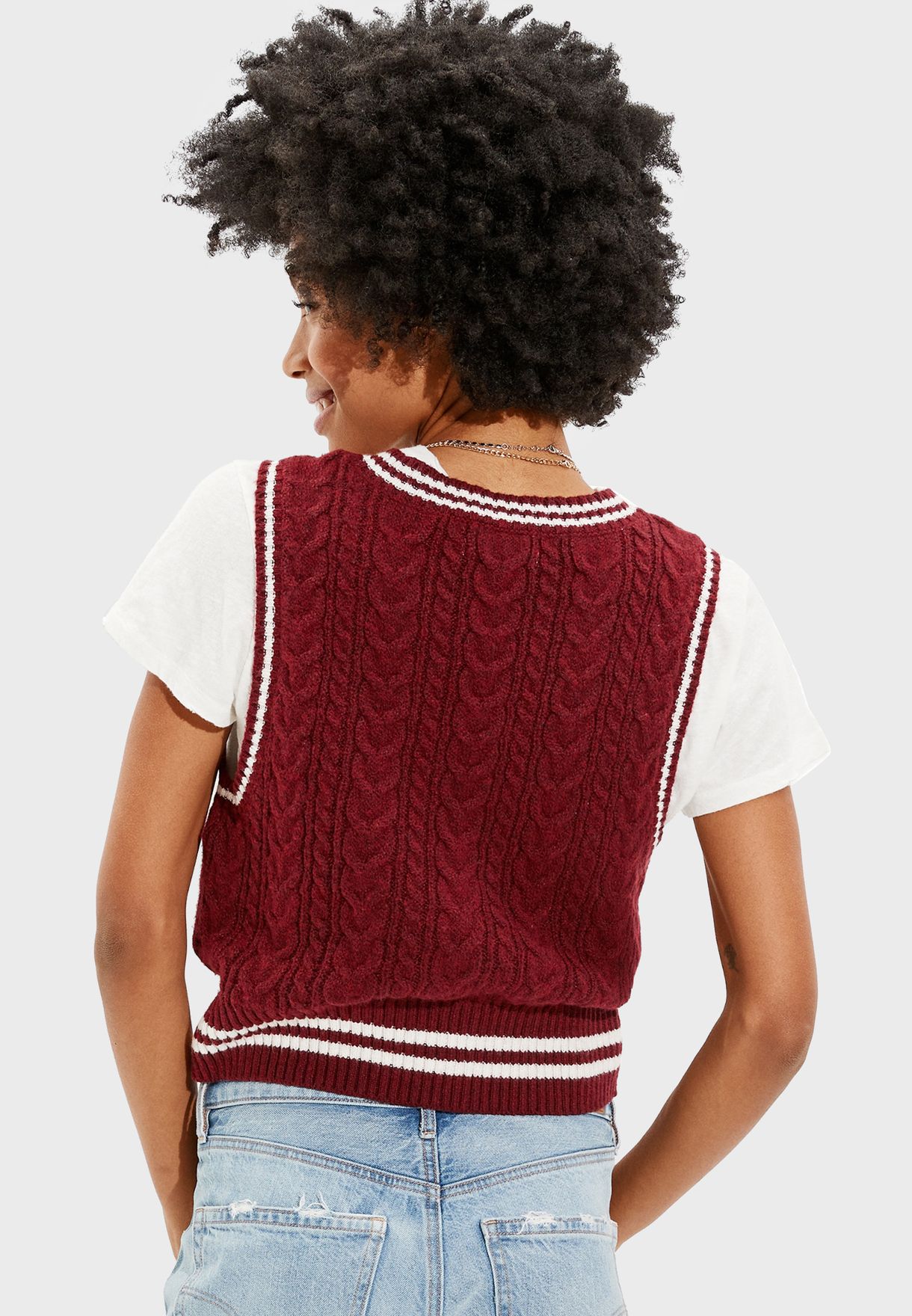 V-Neck Stripe Detail Sweater
