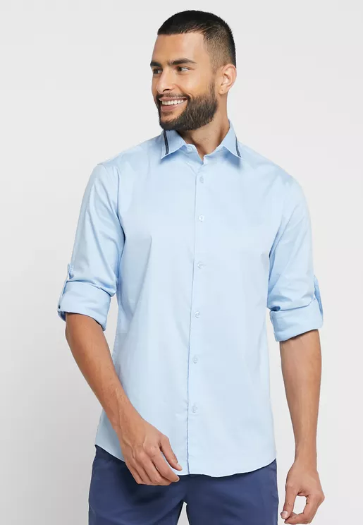 Twill Lycra Shirt With Roll Up
