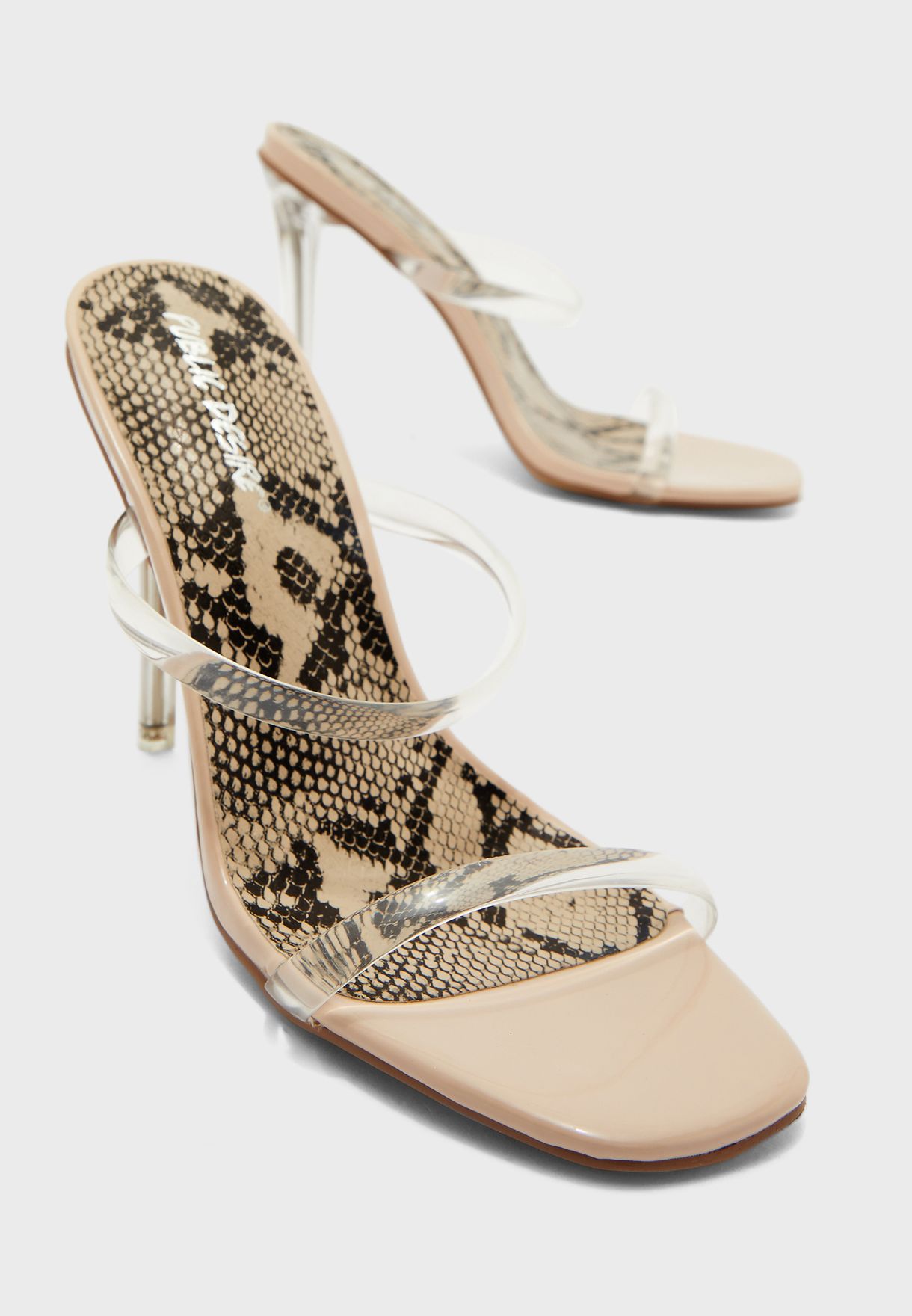 double strap high heel sandals