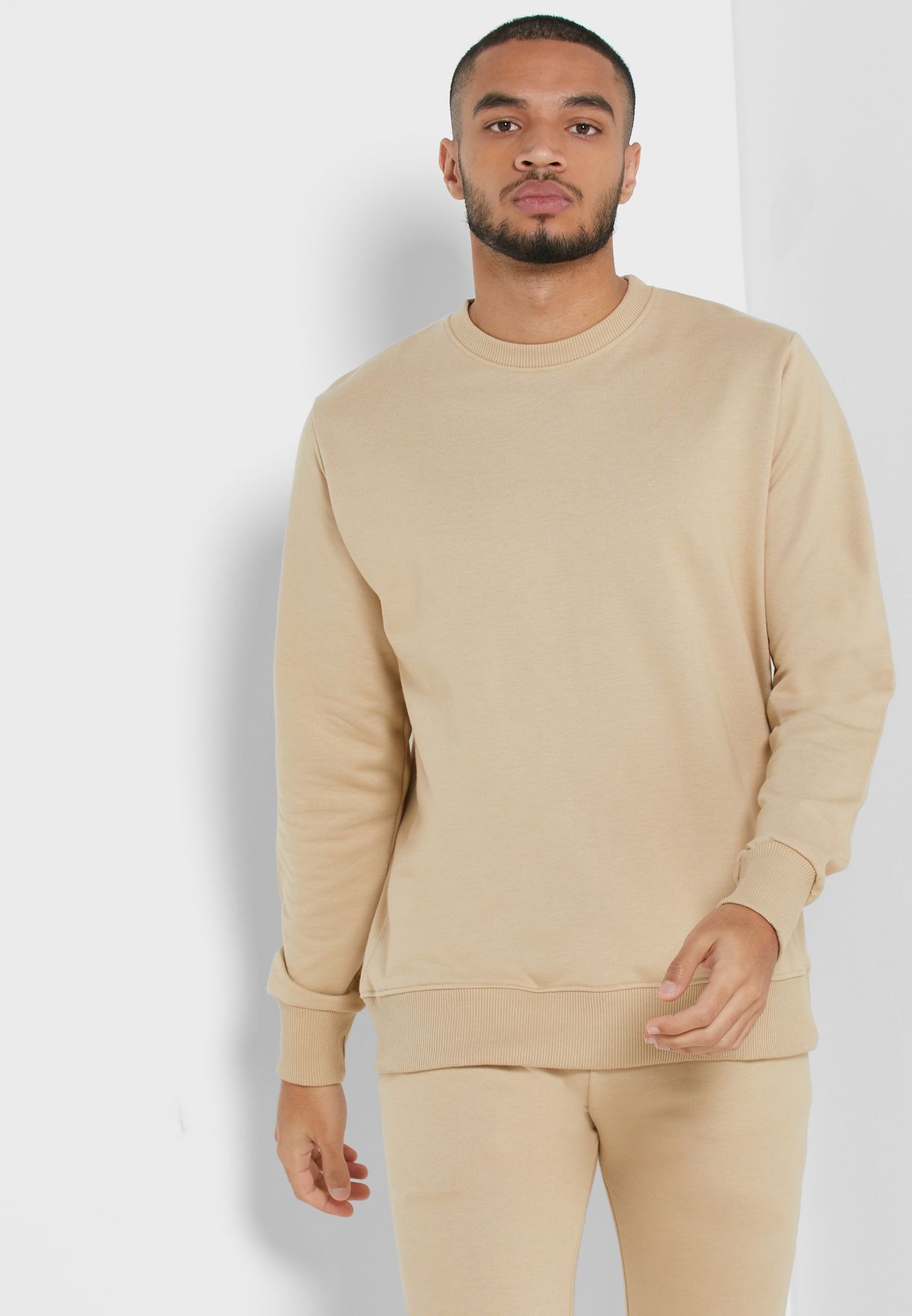 Buy Seventy five beige Essential Sweatshirt for Men in Dubai, Abu Dhabi