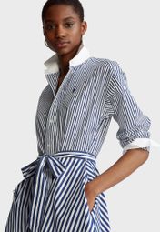 polo ralph lauren striped belted shirtdress