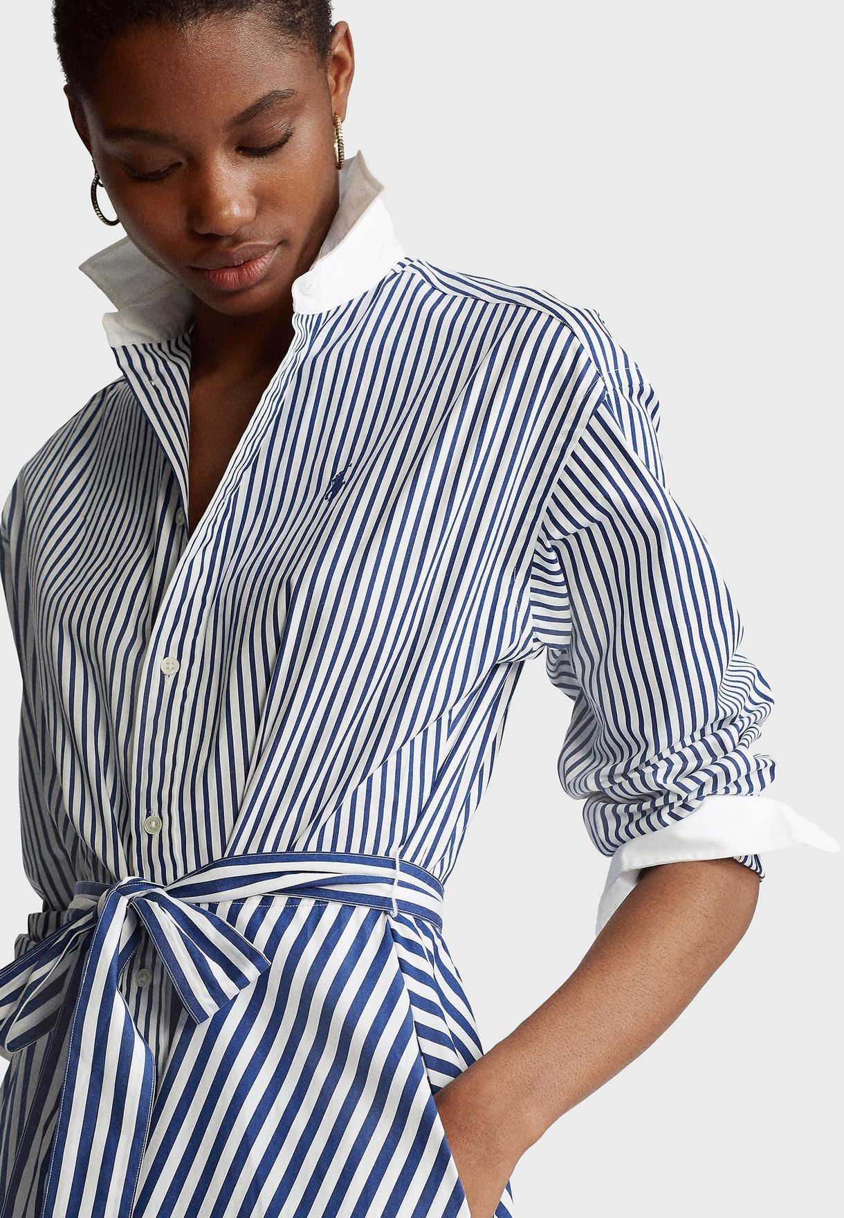 Buy Polo Ralph Lauren stripes Belted Striped Shirt Dress for Women in ...