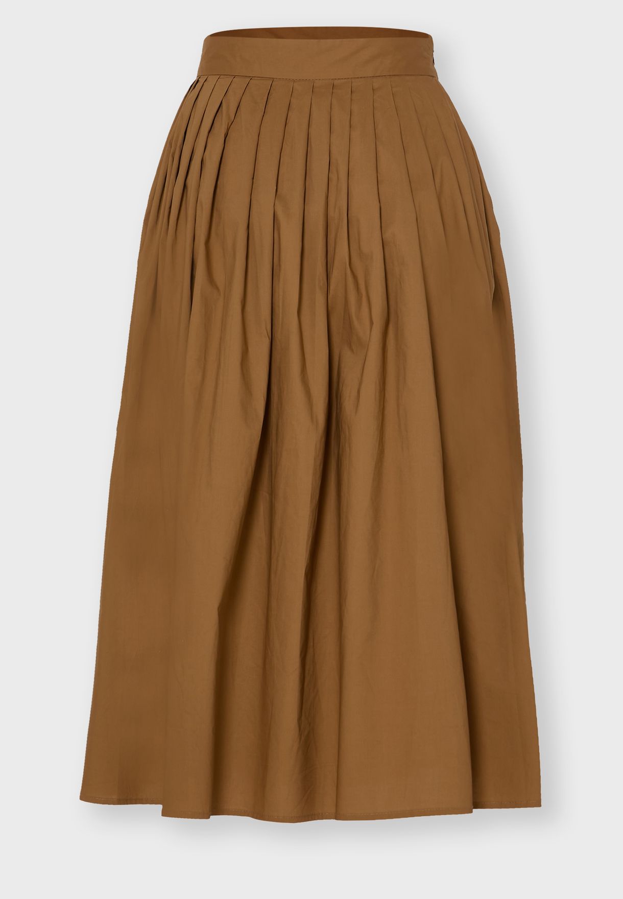 pleated maxi skirt brown