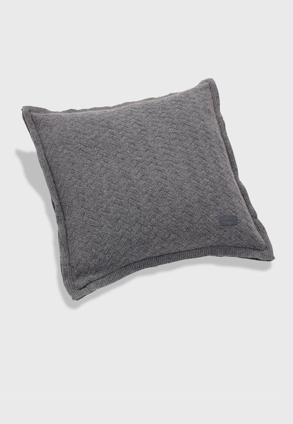 Square Grey Fishbone Knit Cushion Cover