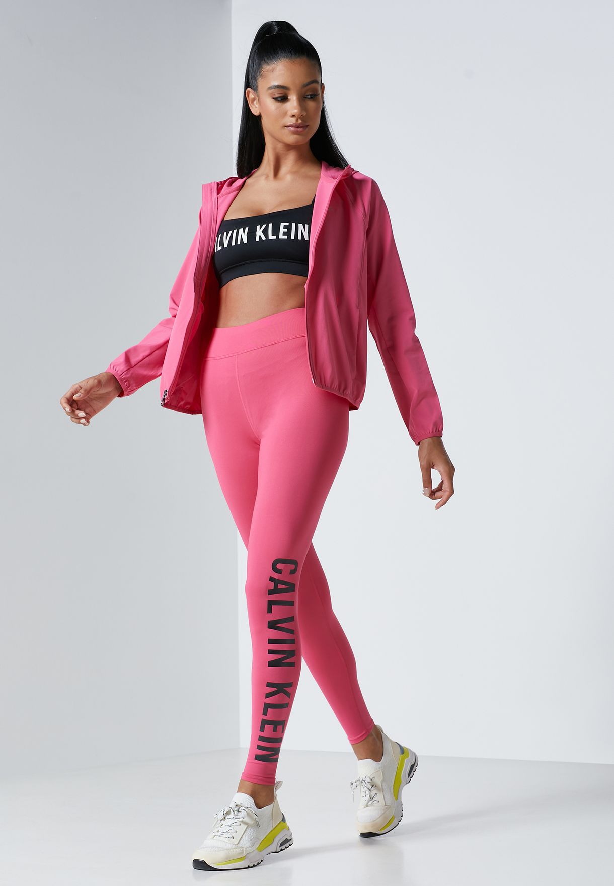 Buy Calvin Klein Performance pink Side Logo Tights for Women in Riyadh,  Jeddah