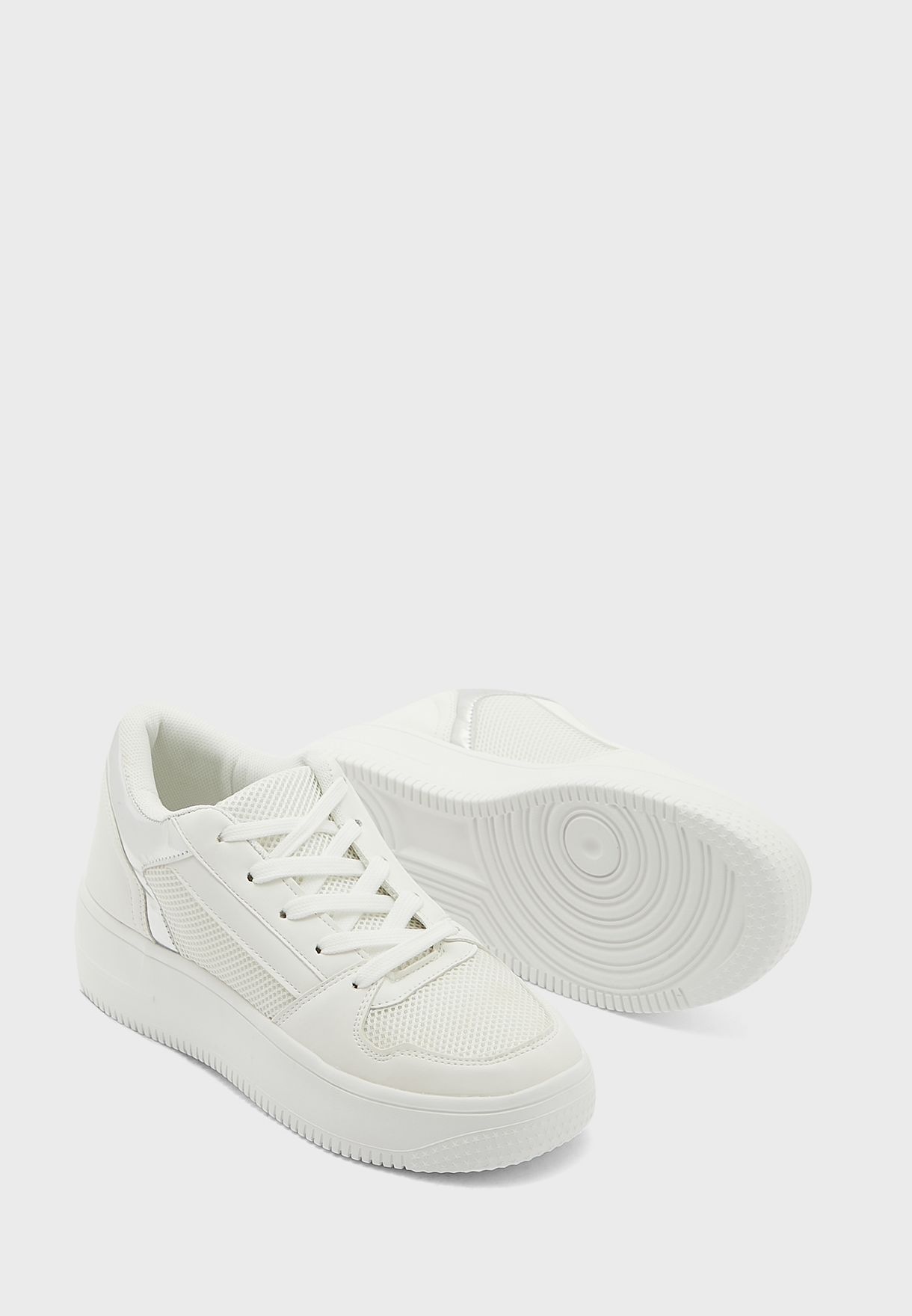 Mixed Material Metallic Trim Sneaker