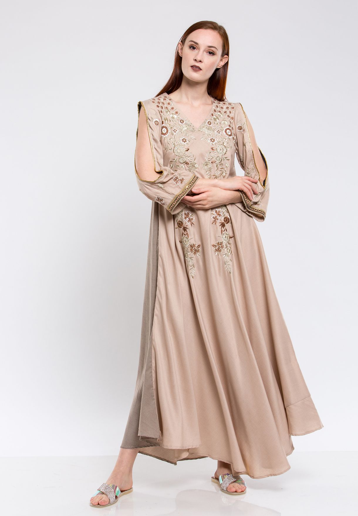 Buy Amri brown Embroidered Dress for Women in MENA, Worldwide