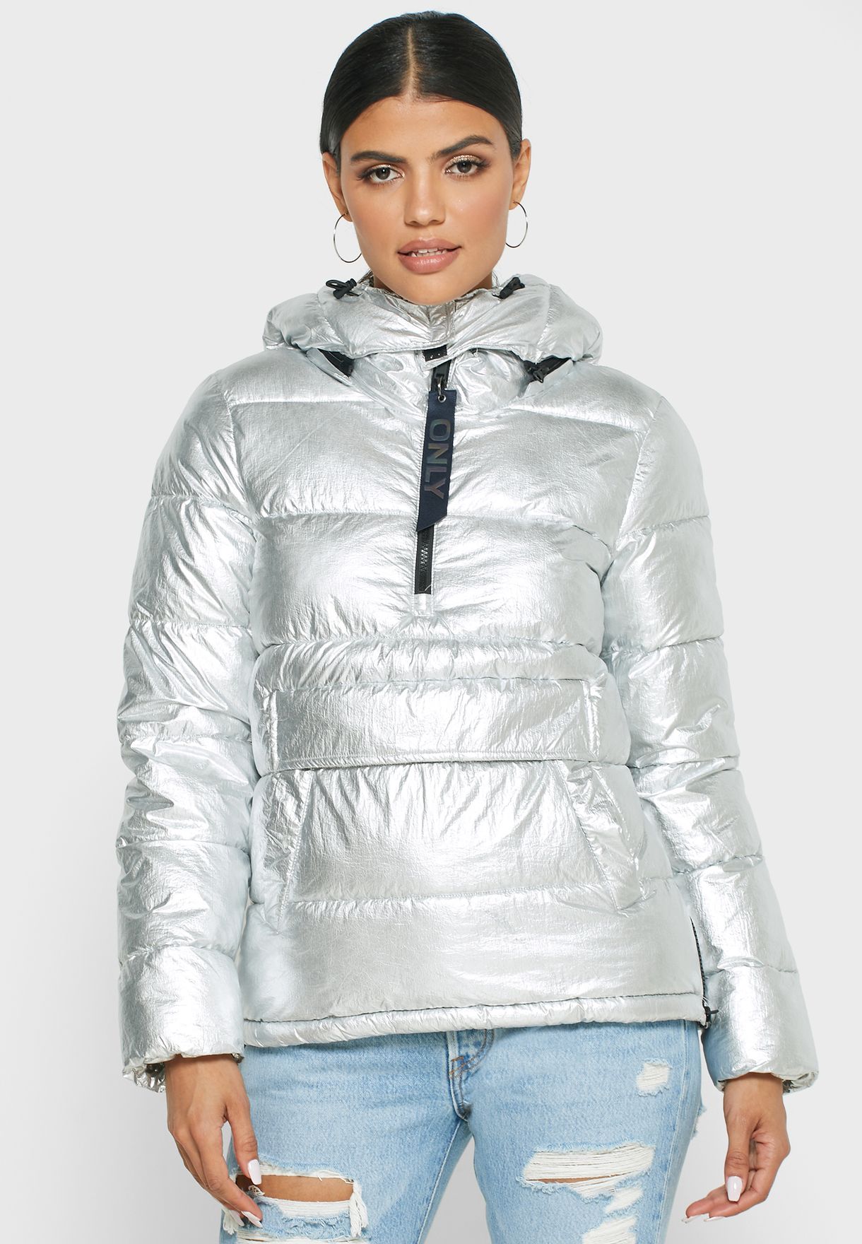 Buy Only silver Quilted Longline Jacket 