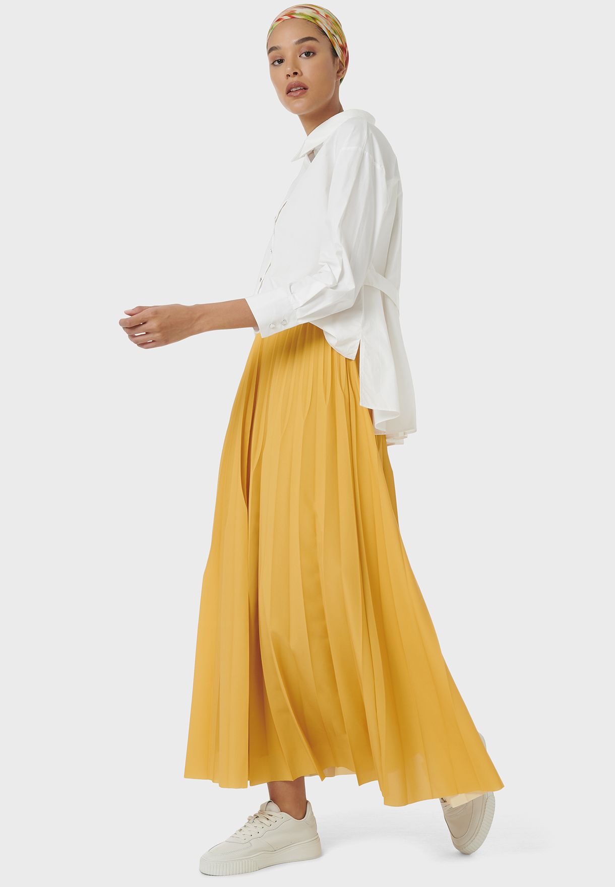 Asymmetric Plisse Skirt