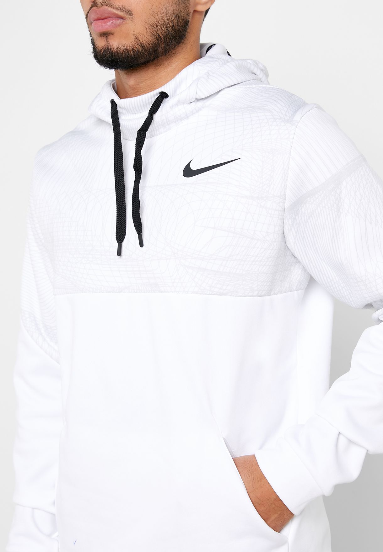 Buy Nike white Therma Fleece AOP Hoodie for Men in MENA, Worldwide