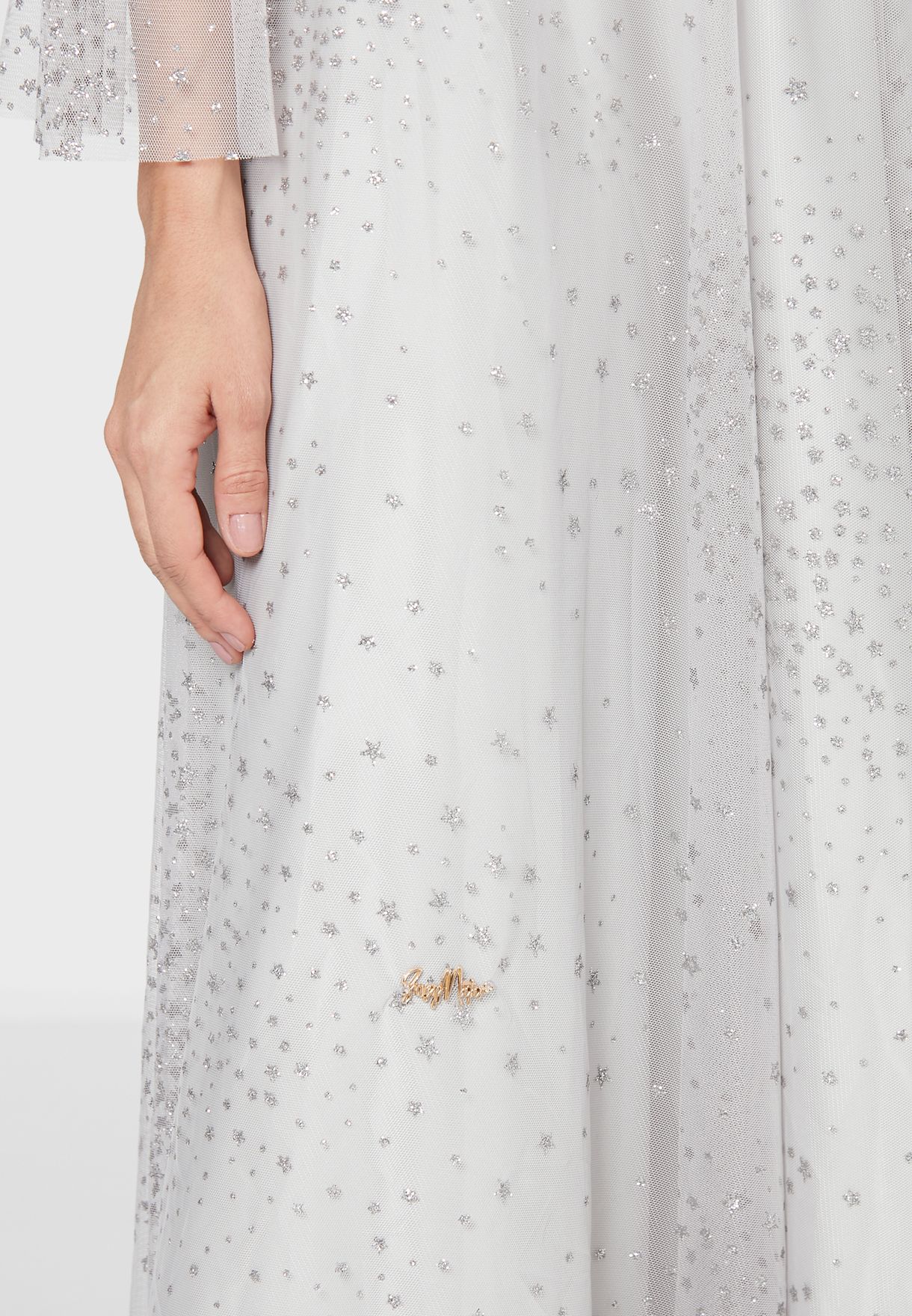 Mesh Detail Pleated Dress