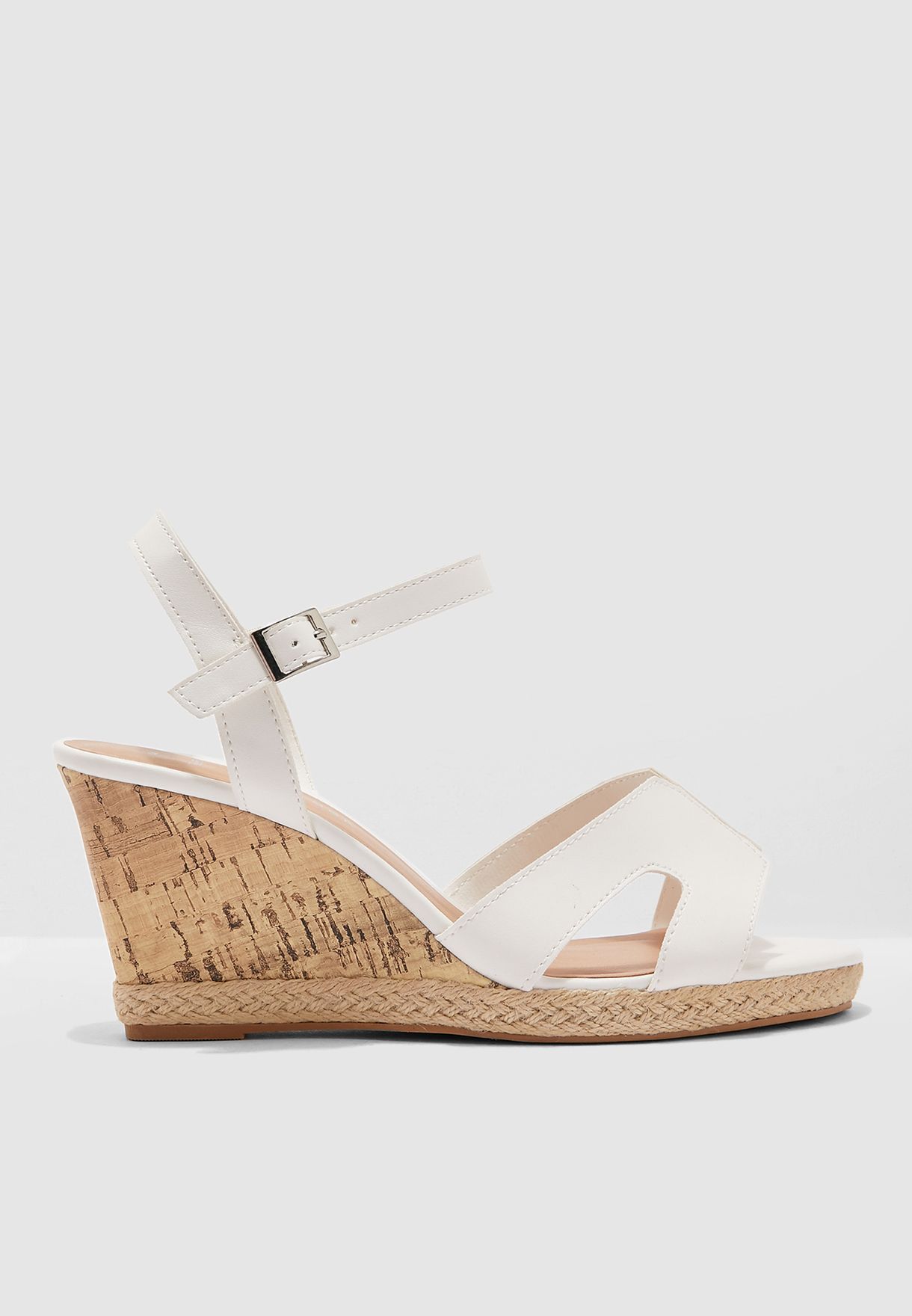 Wide Fit Potter Wedge Sandal - White 