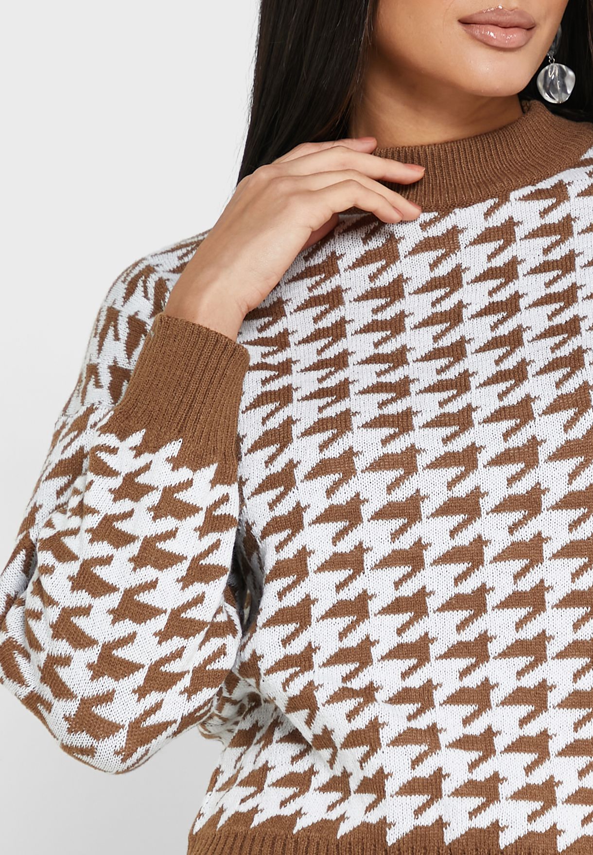Houndstooth Knitted Sweater