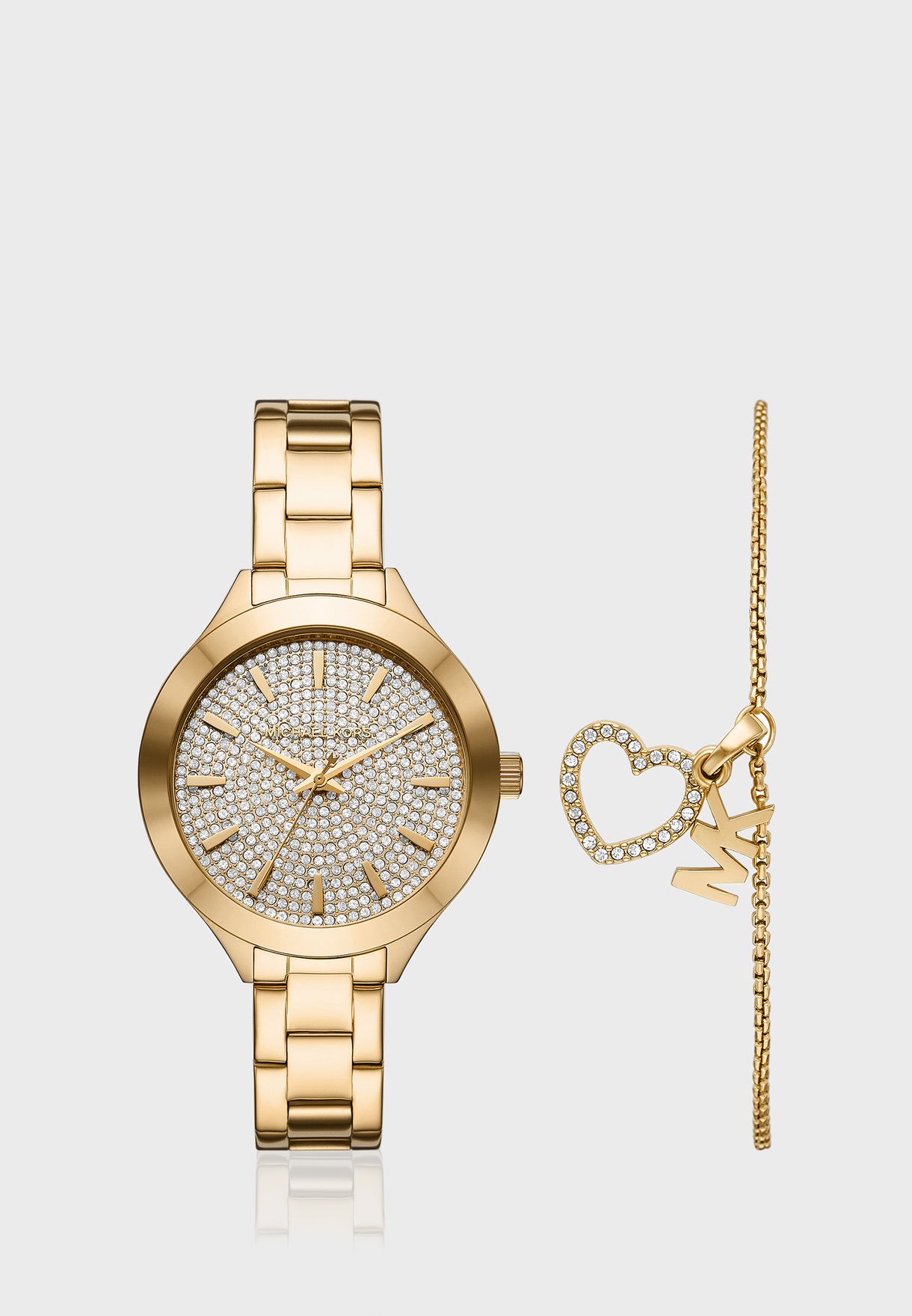 Steel Strap Analog Watch & Bracelet Set