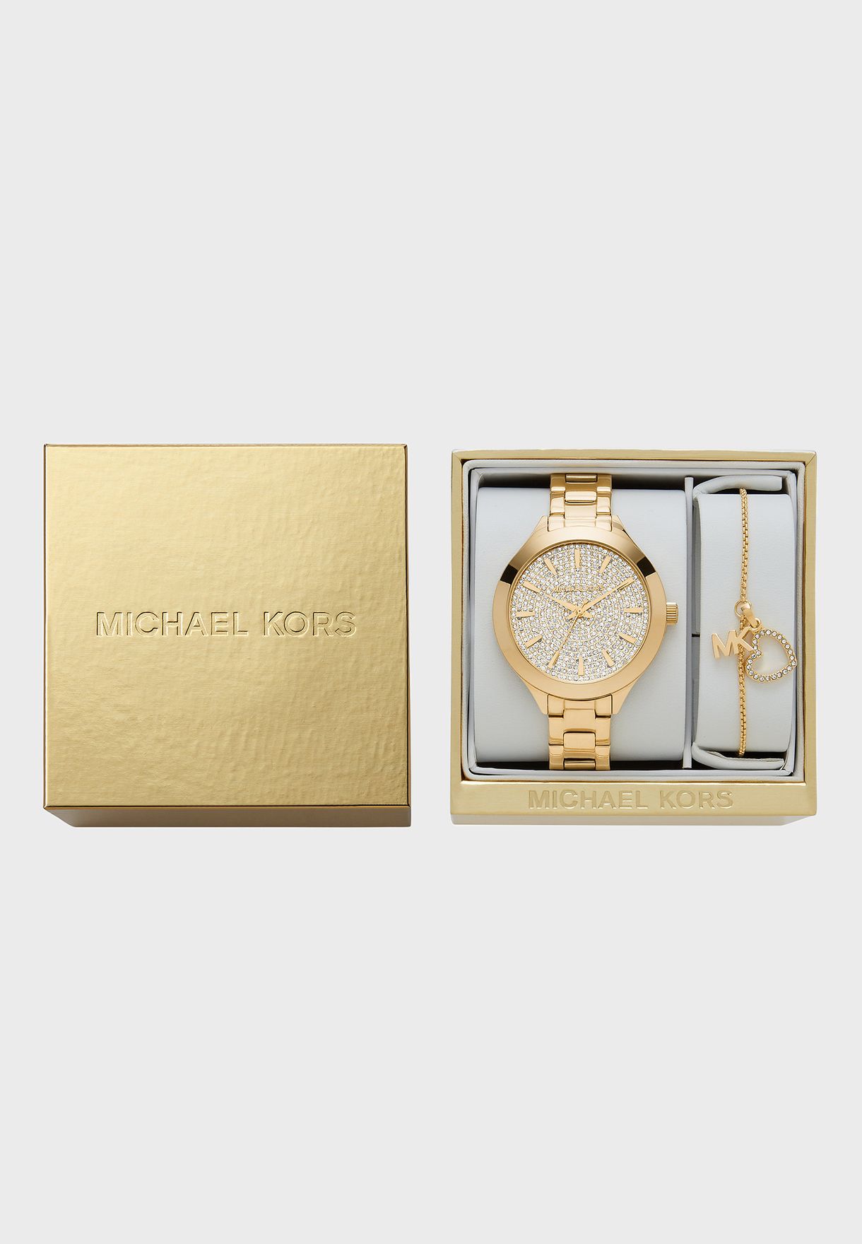 Steel Strap Analog Watch & Bracelet Set