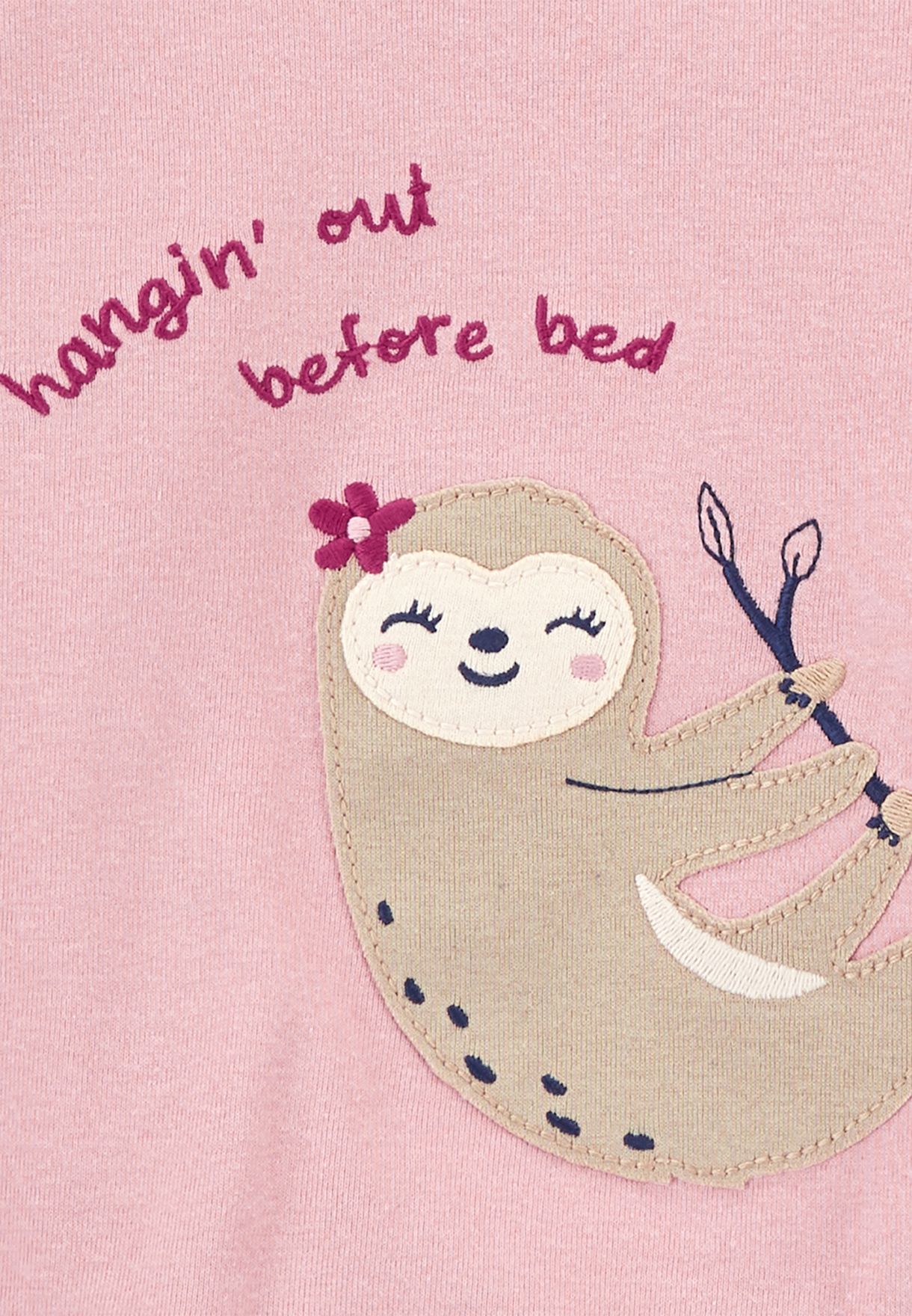 Infant 4 Piece Sloth Printed Pyjama Set