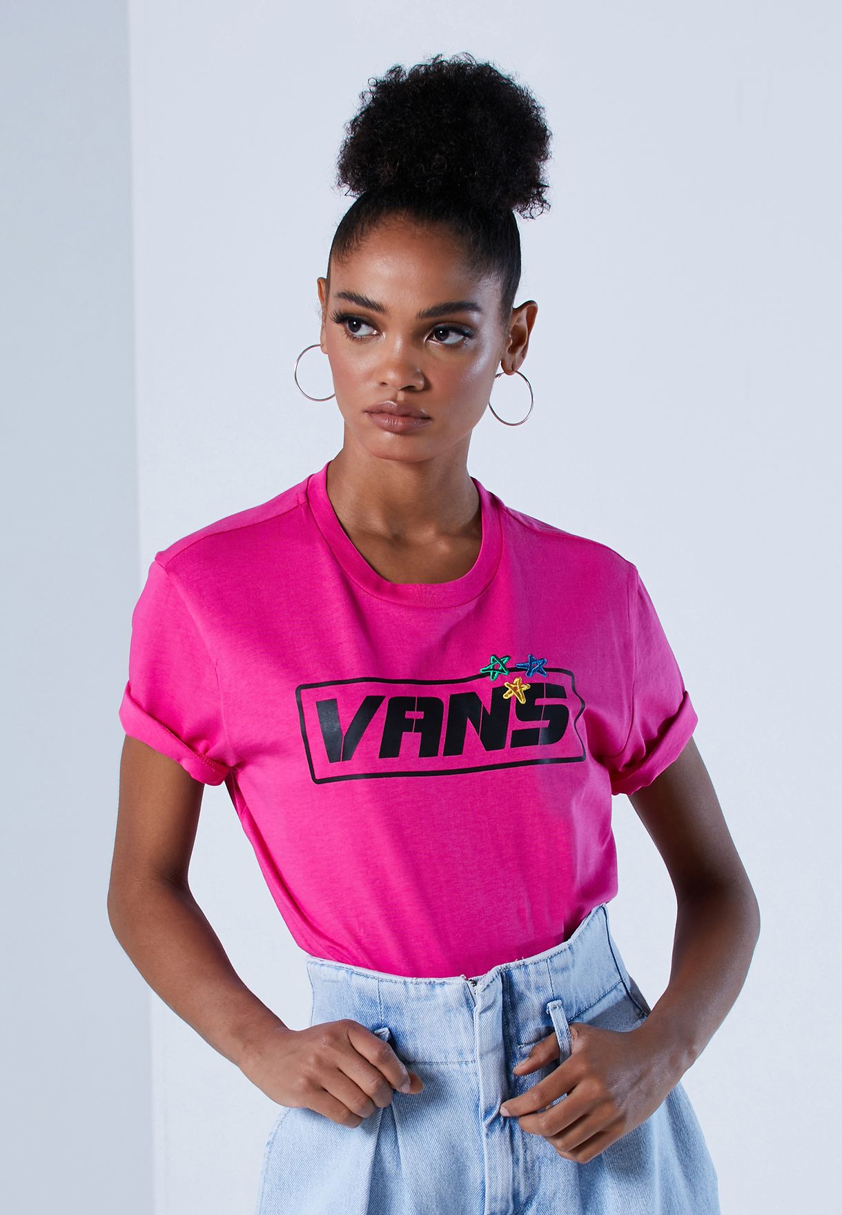 vans t shirt womens pink