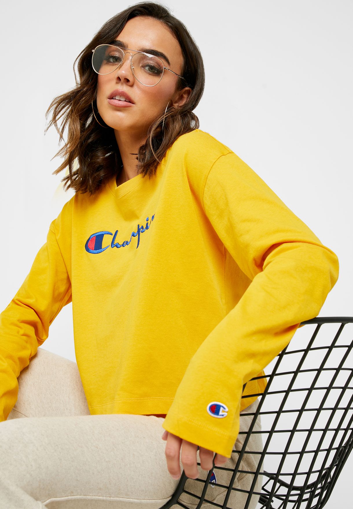 champion yellow shirt womens