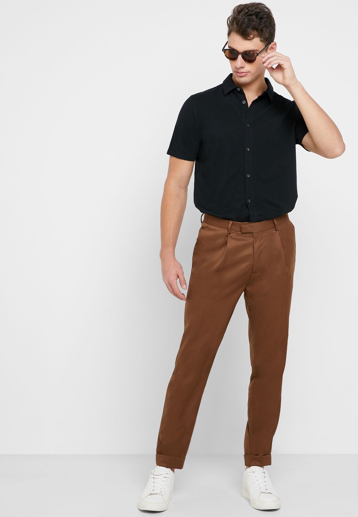 mens brown skinny trousers