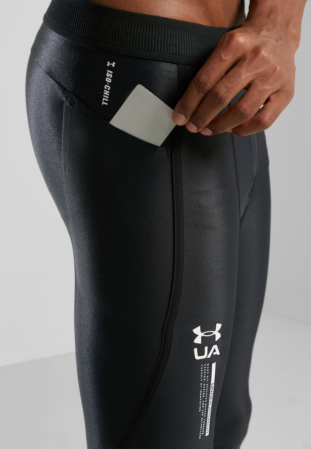 Buy Under Armour black HeatGear Iso-Chill Perforated Tights for Kids in ...