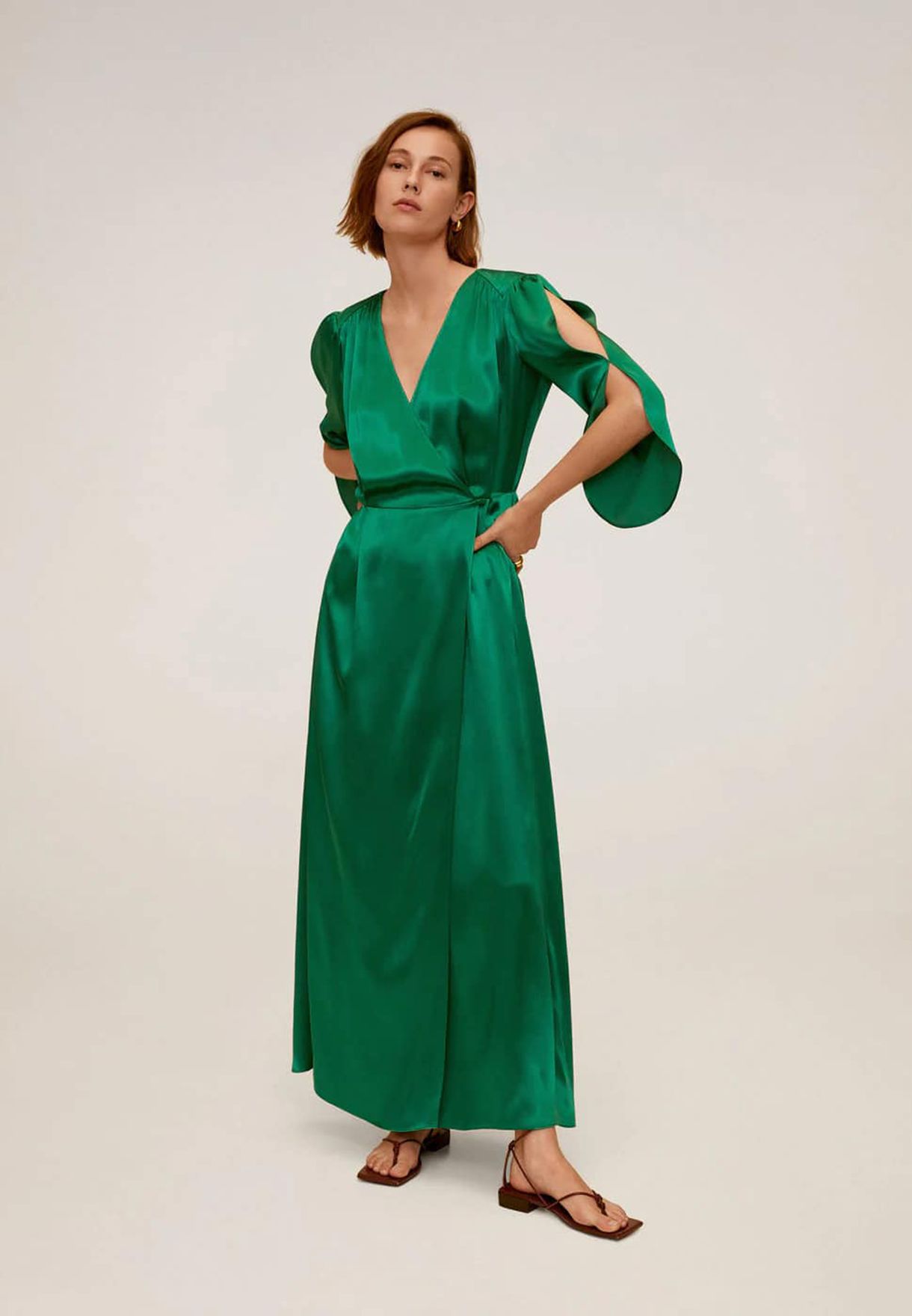 Buy Mango green Surplice Maxi Dress for ...