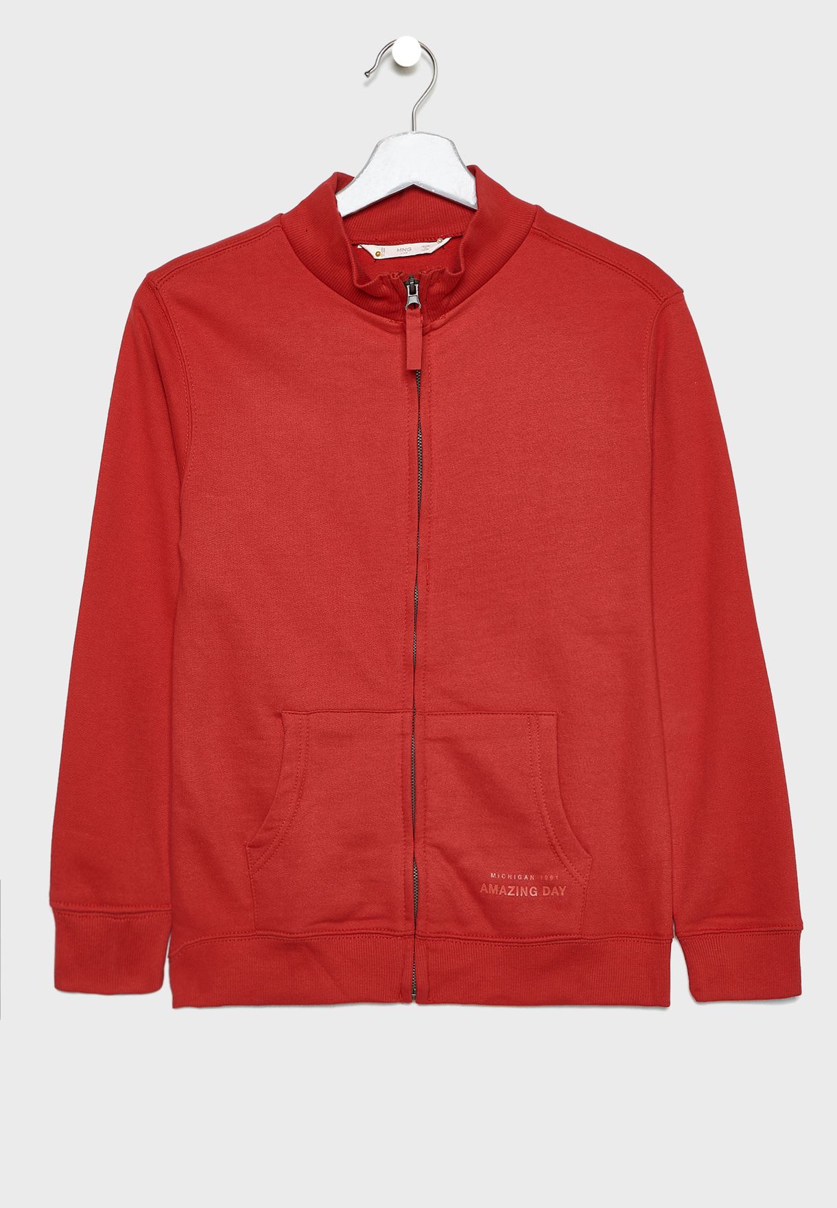 red sweat jacket