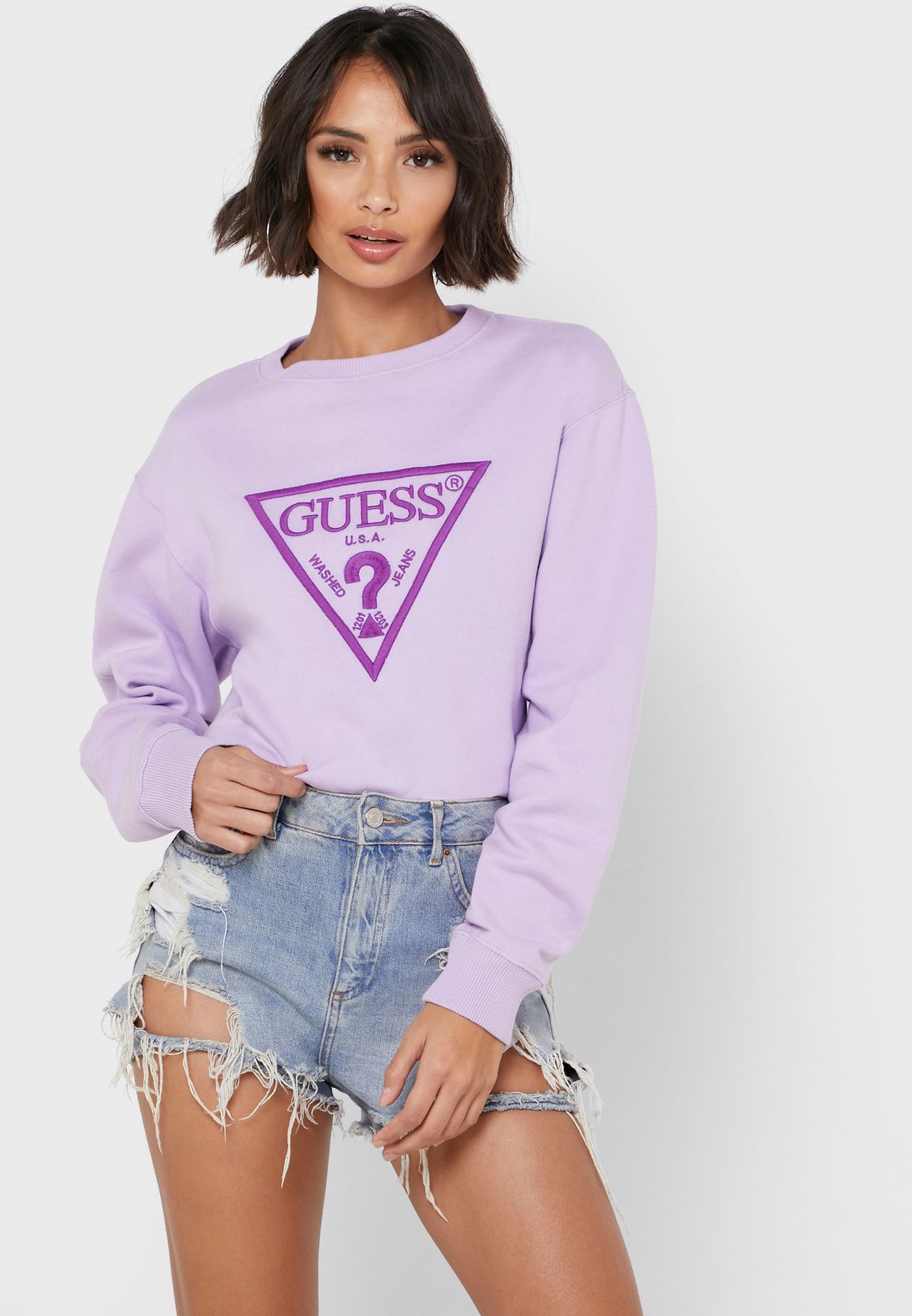 Buy Guess purple Logo Sweatshirt for Women in MENA, Worldwide