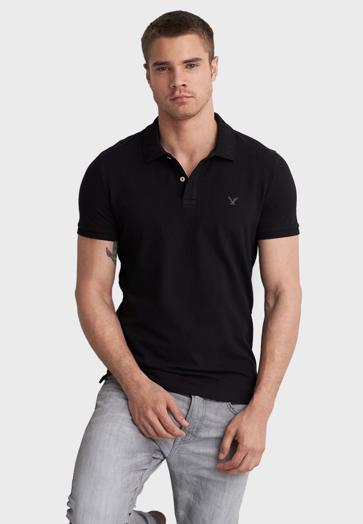 american eagle black polo shirts for men