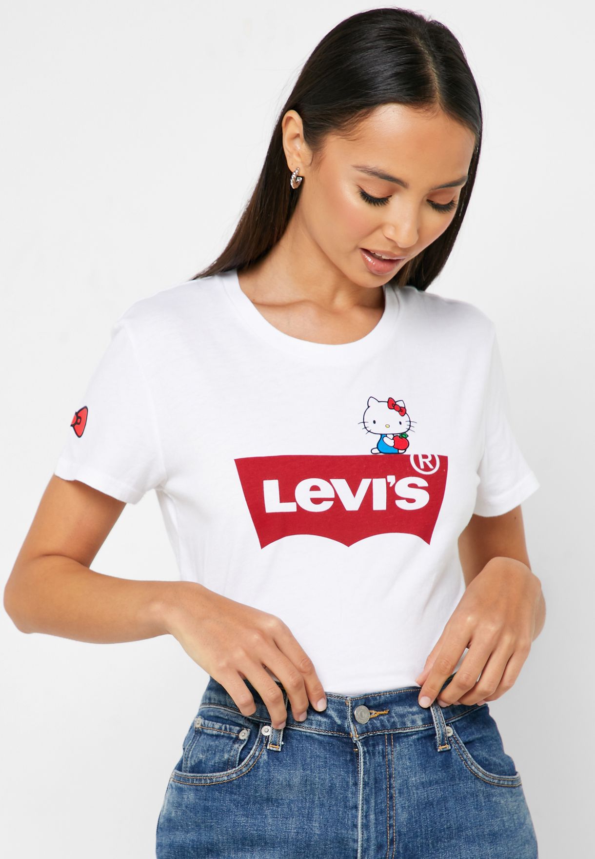 Buy Levis white Hello Kitty Logo T-Shirt for Women in Dubai, Abu Dhabi