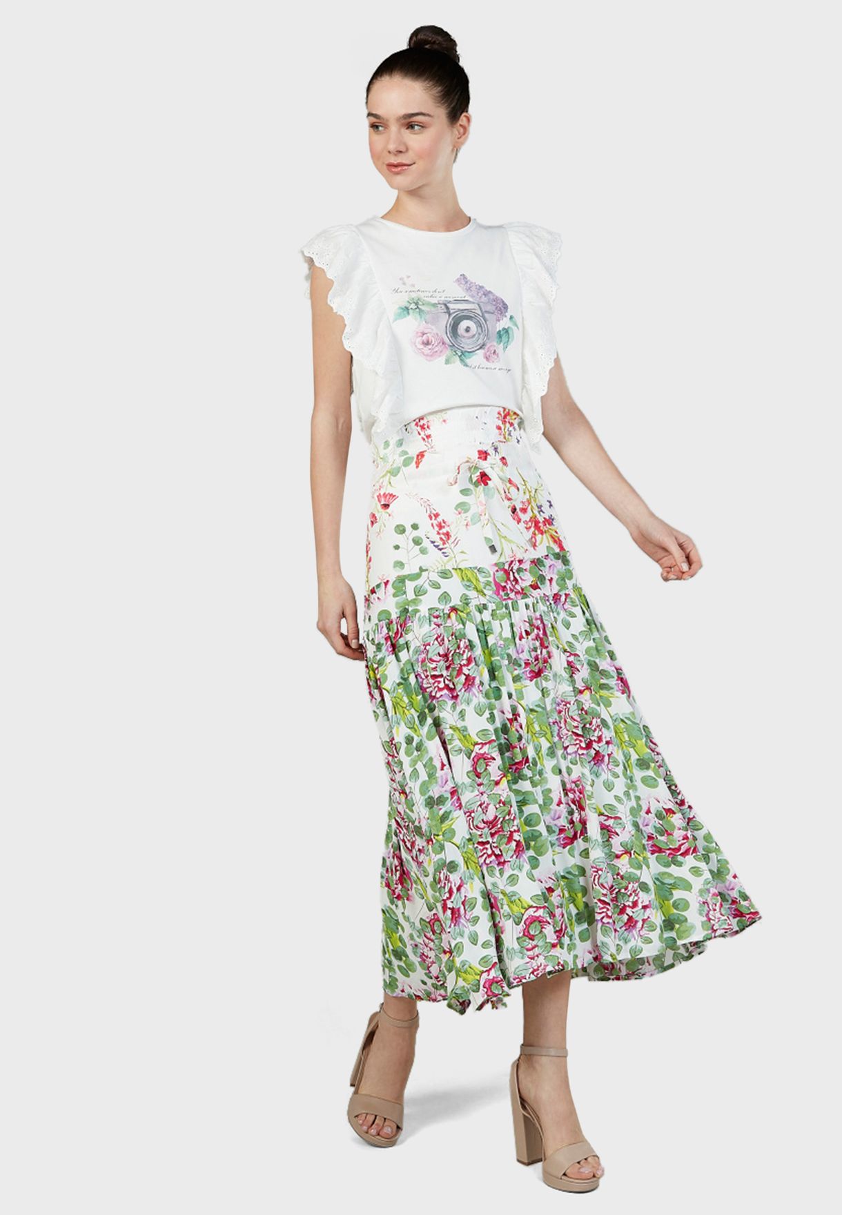 Buy Iconic Prints Floral Print Midi Skirt For Women In Mena Worldwide 9259