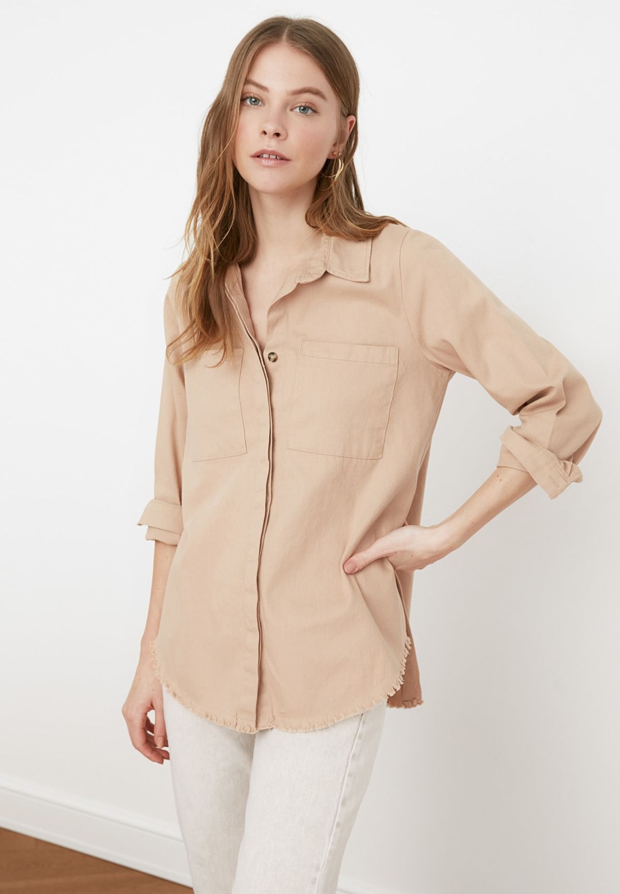 beige button up