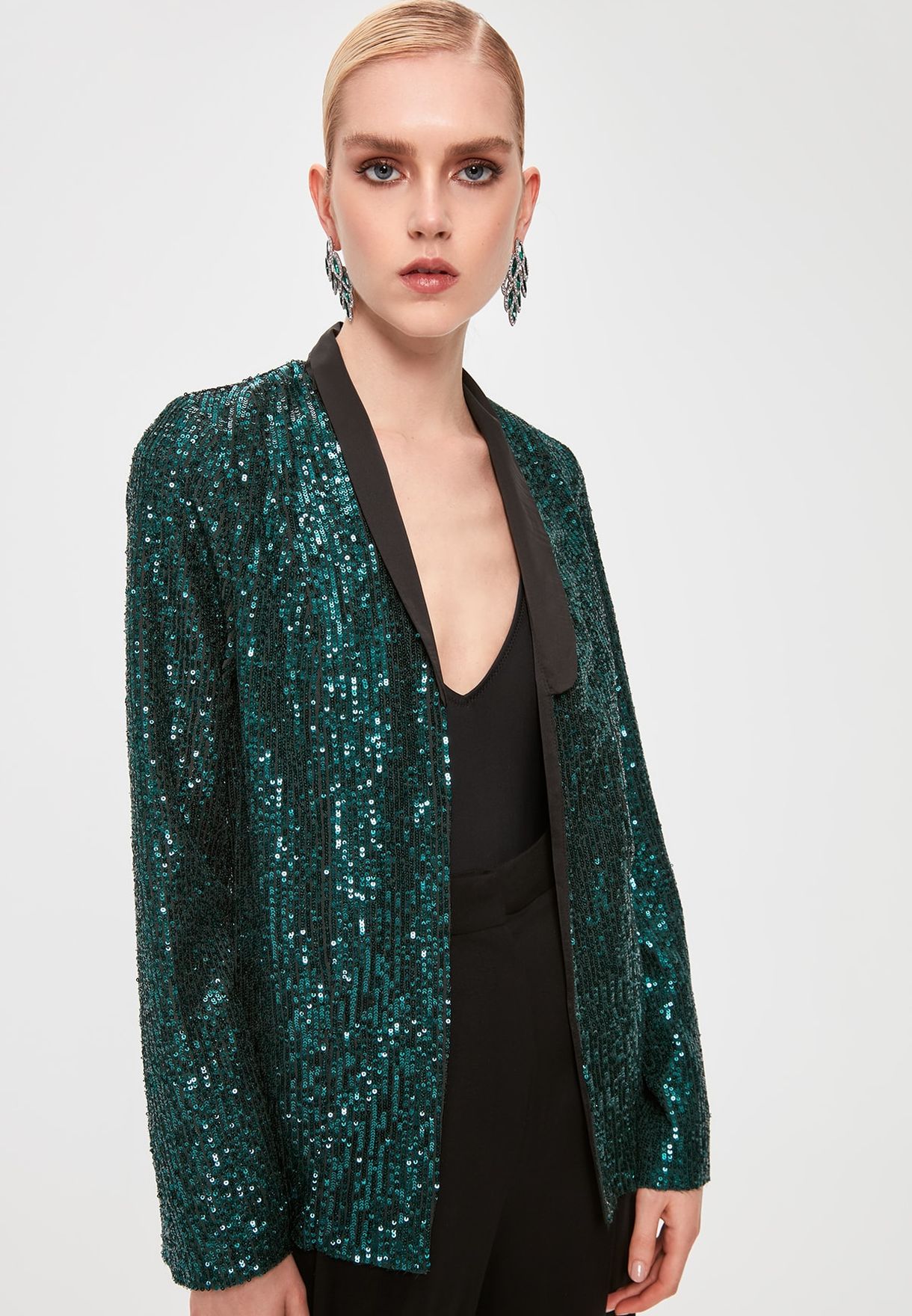 green sequin blazer